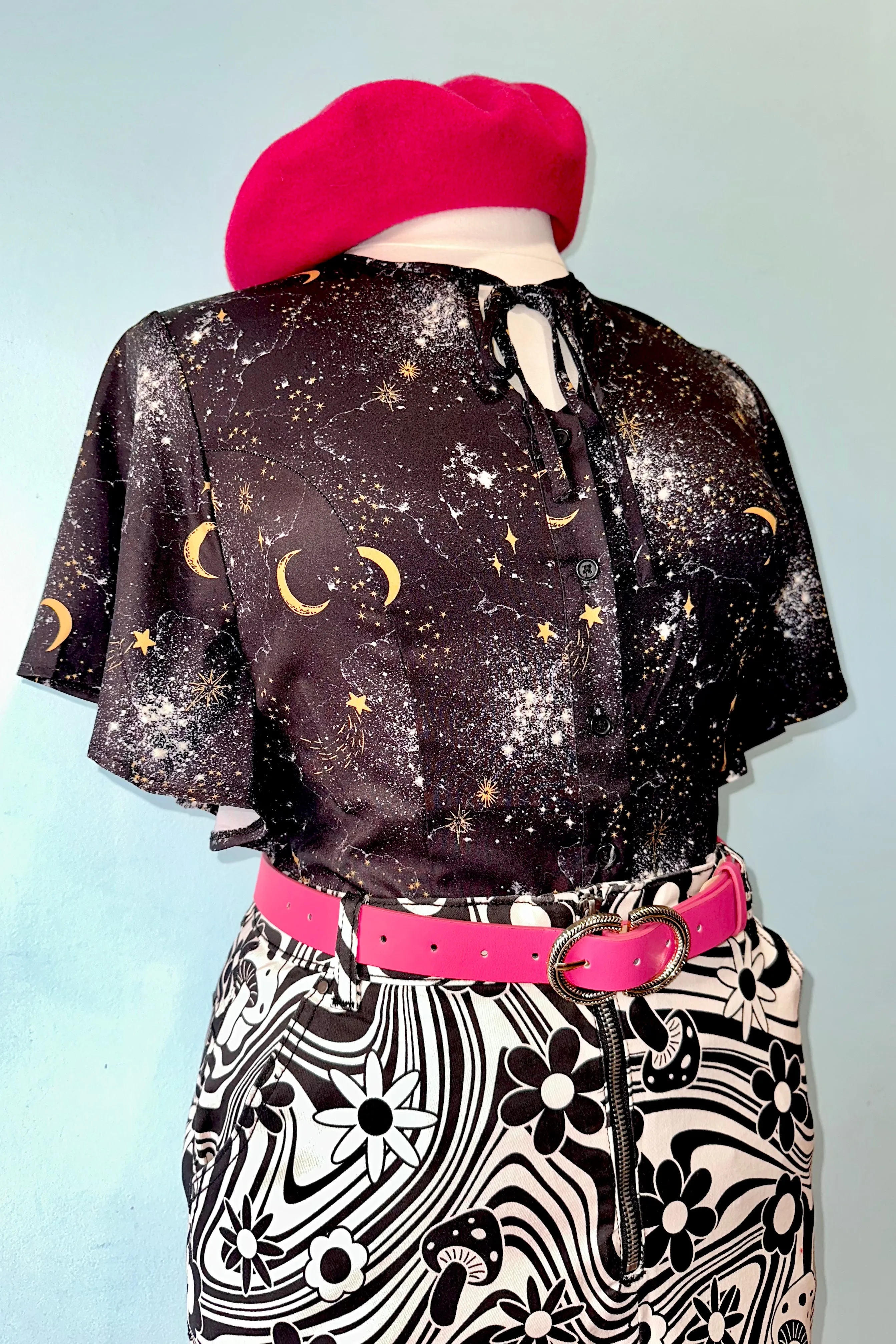 70's Mushrooms and Flowers Penny Mini Skirt by Hell Bunny