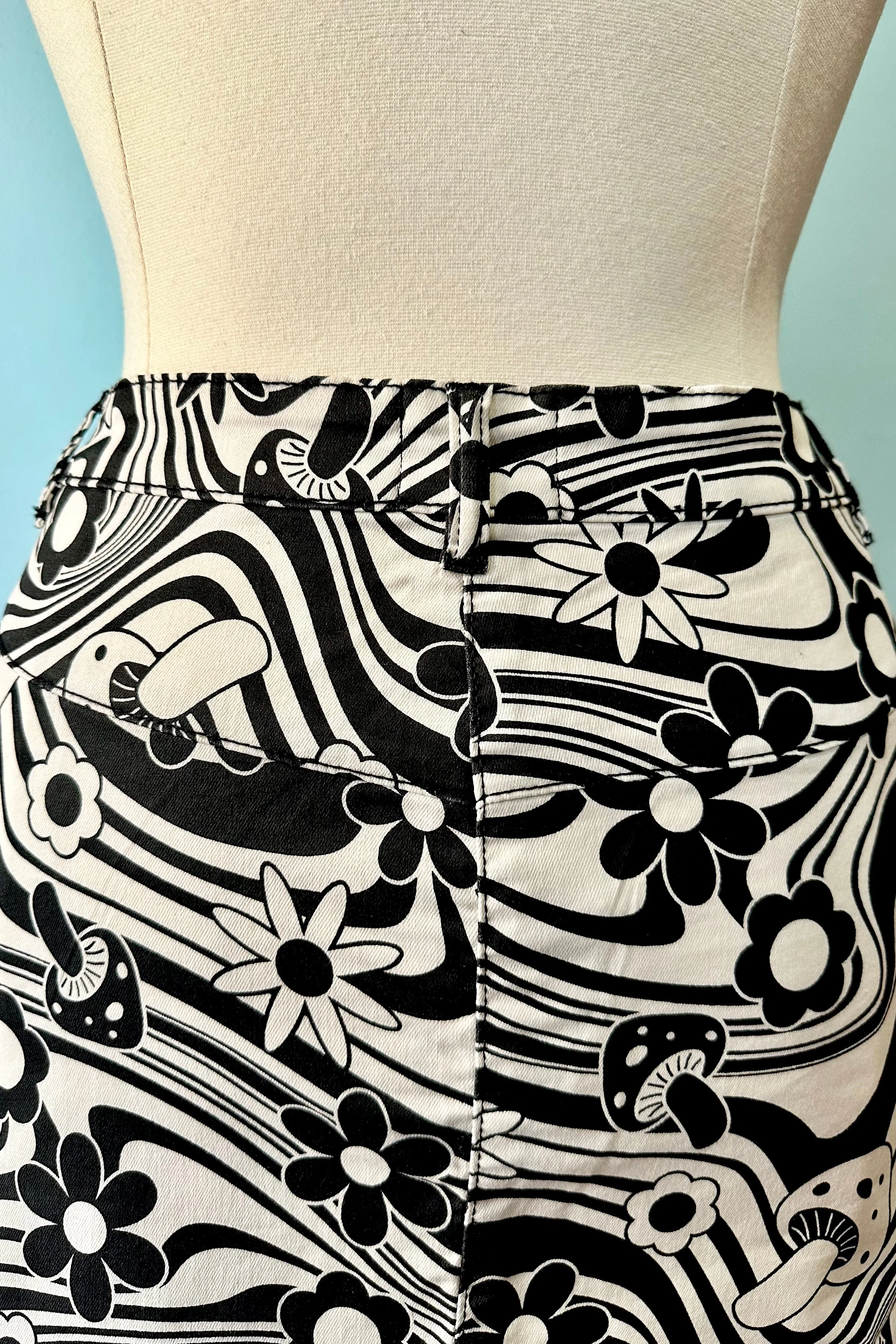 70's Mushrooms and Flowers Penny Mini Skirt by Hell Bunny
