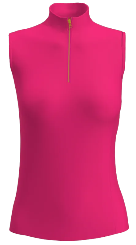 AB SPORT Women's Zip Mock Sleeveless Golf Top GP04-ROSA