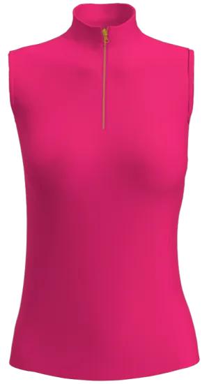 AB SPORT Women's Zip Mock Sleeveless Golf Top GP04-ROSA
