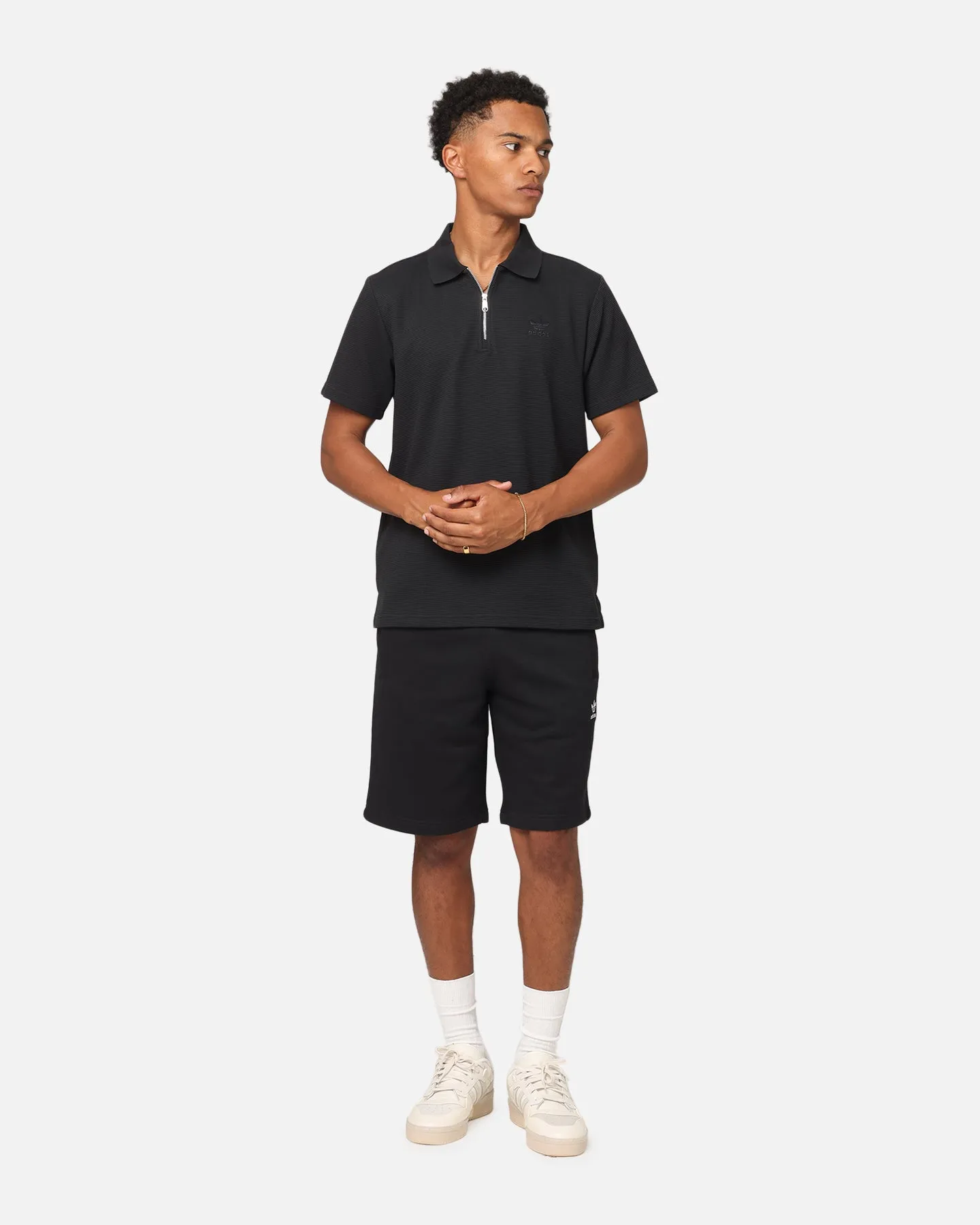 Adidas Essentials Waffle Polo T-Shirt Black