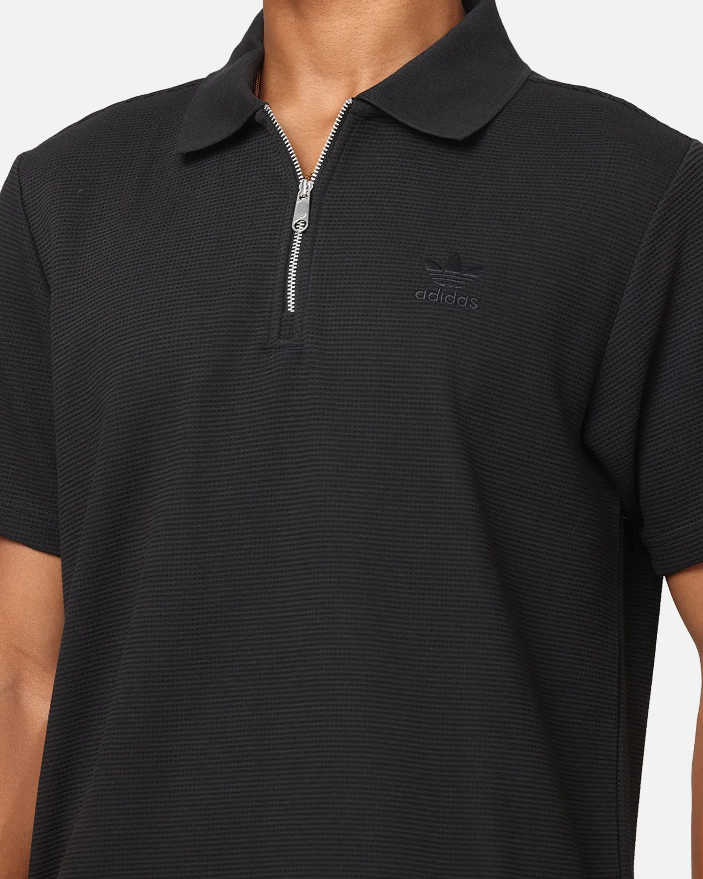 Adidas Essentials Waffle Polo T-Shirt Black