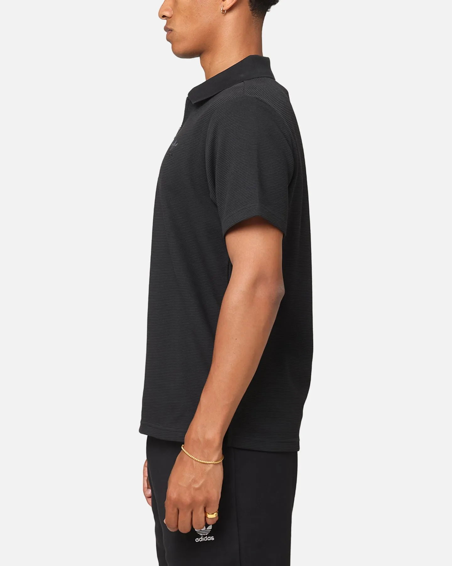 Adidas Essentials Waffle Polo T-Shirt Black