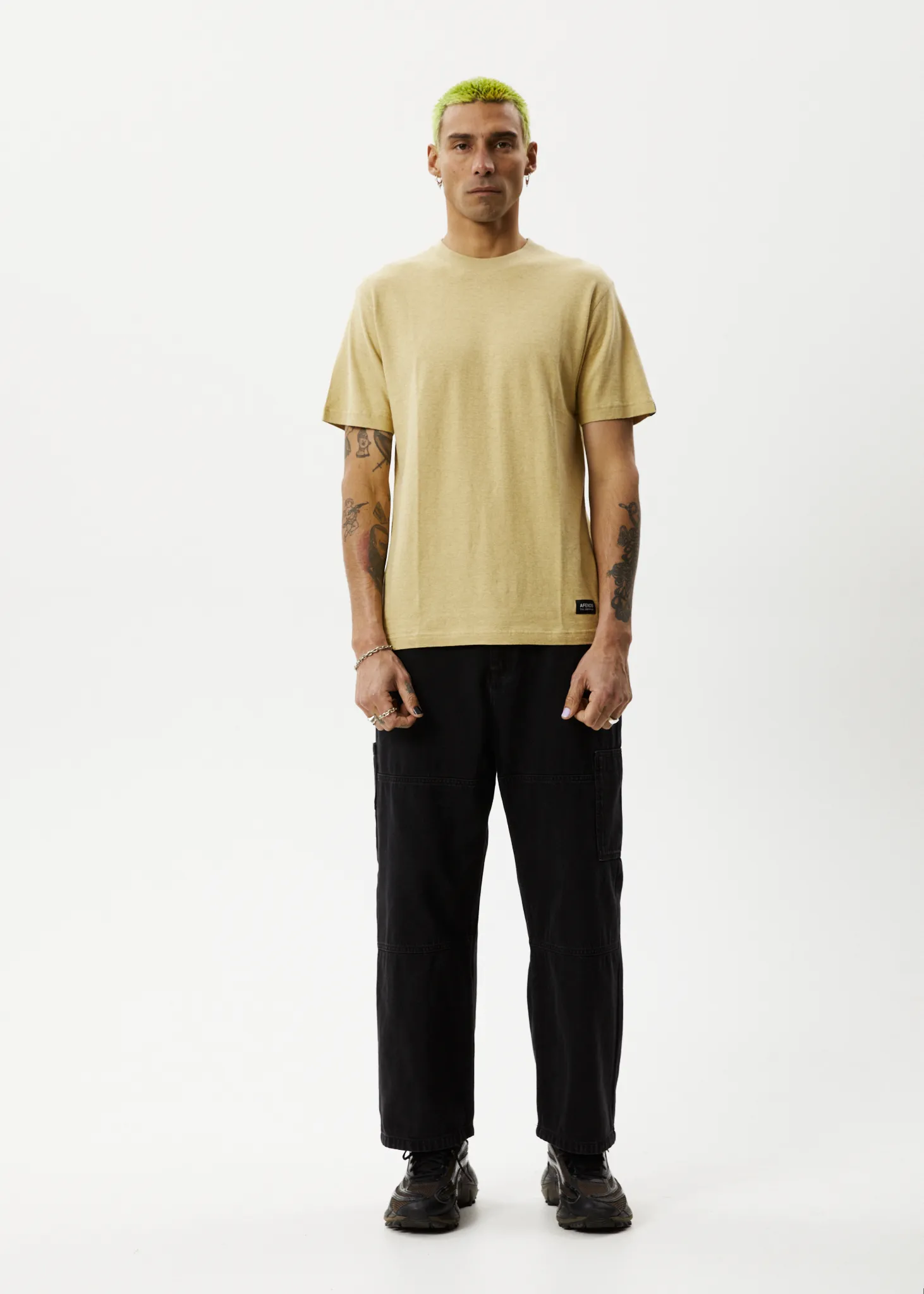 AFENDS Mens Classic - Retro Fit Tee - Camel