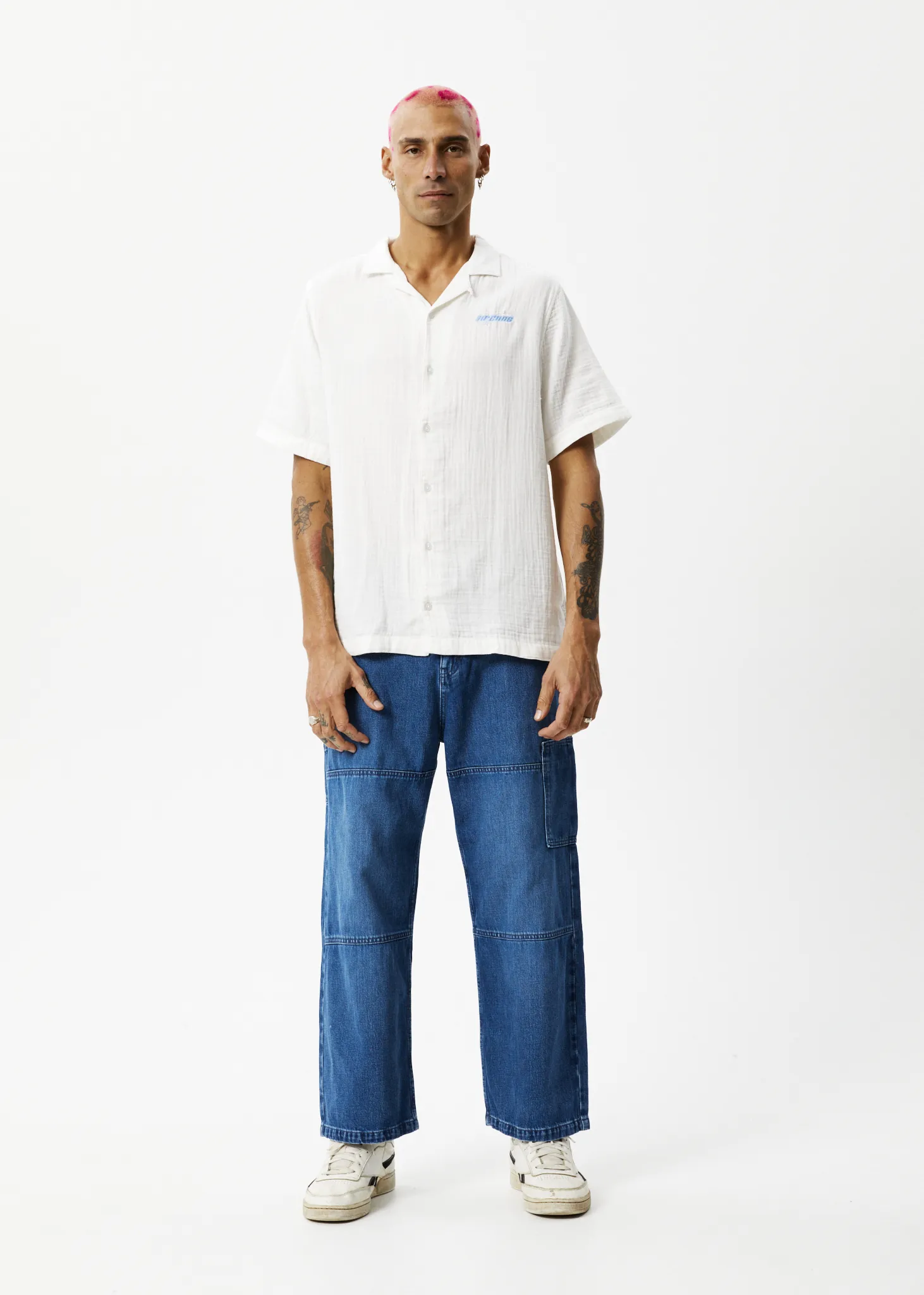 AFENDS Mens Stratosphere - Cuban Short Sleeve Shirt - Off White
