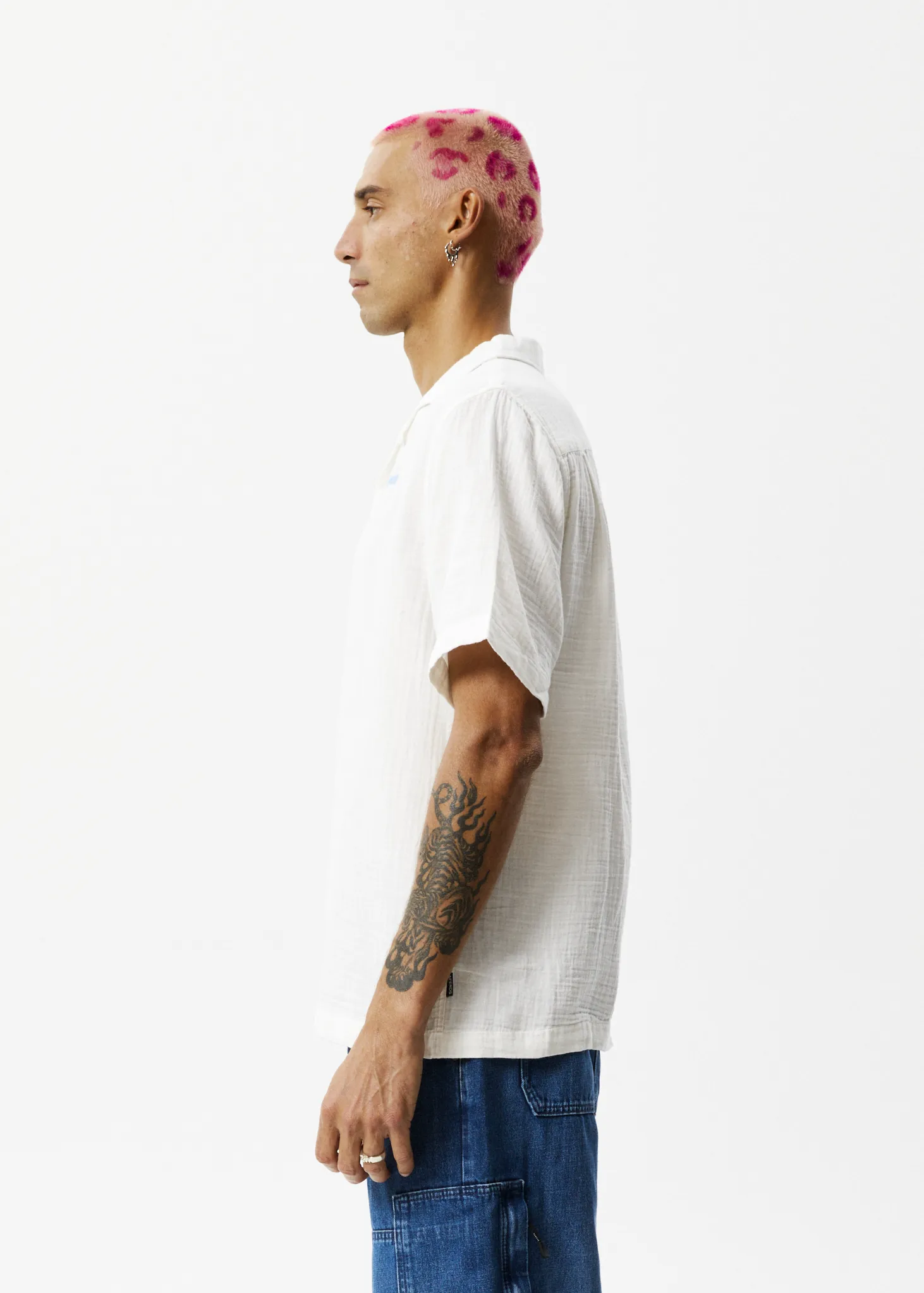 AFENDS Mens Stratosphere - Cuban Short Sleeve Shirt - Off White