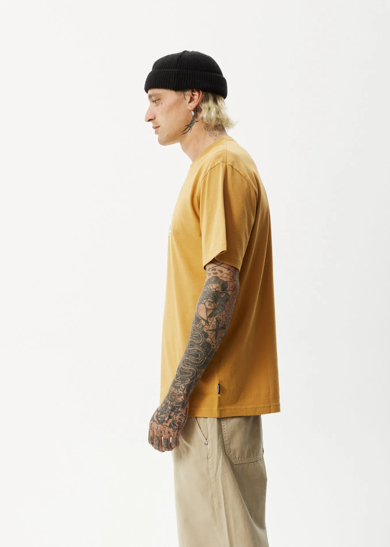 AFENDS Mens Sunshine - Retro Graphic T-Shirt - Mustard