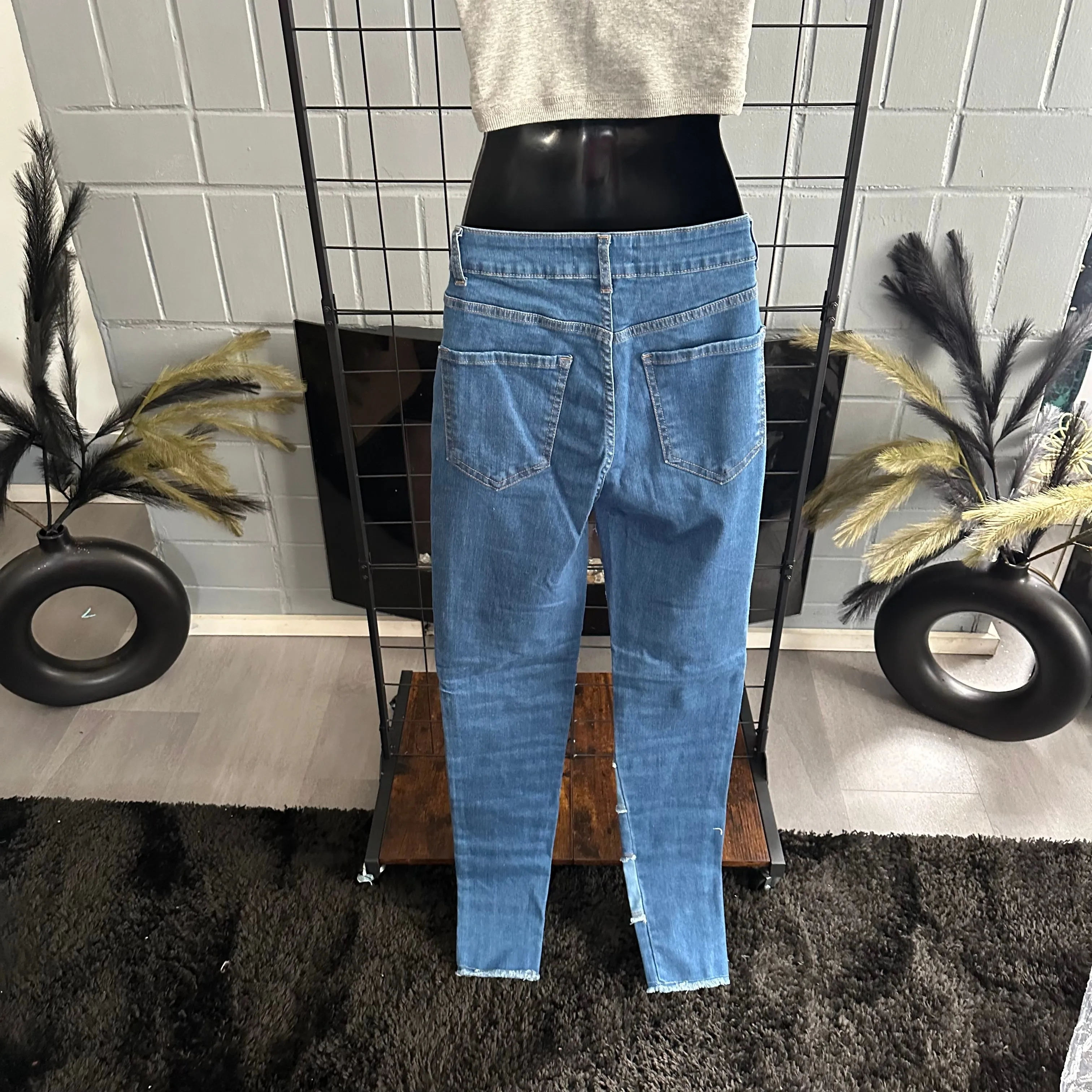 All Patched Up Color Block Light Wash & Medium Wash Skinny Tapered Denim Jeans