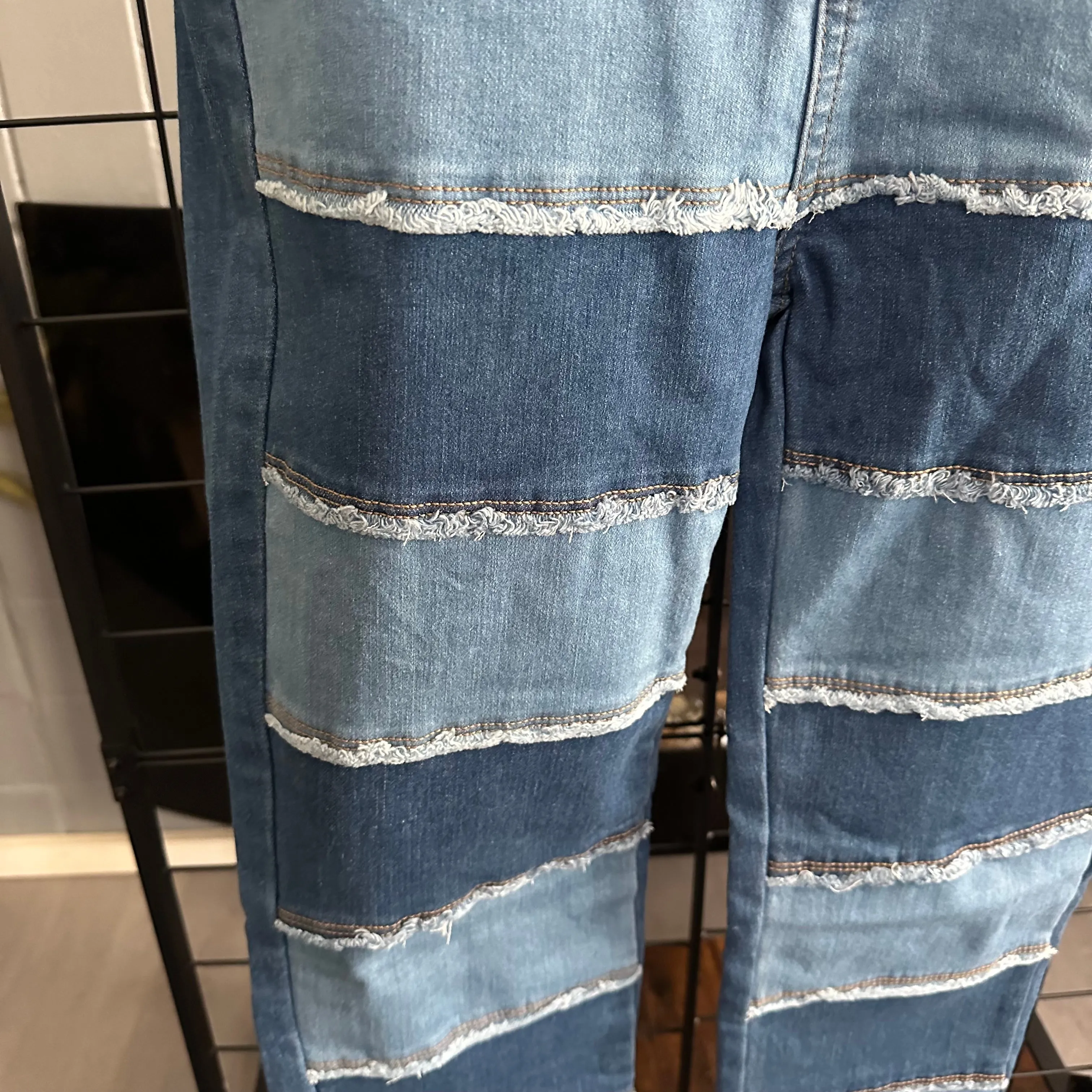 All Patched Up Color Block Light Wash & Medium Wash Skinny Tapered Denim Jeans