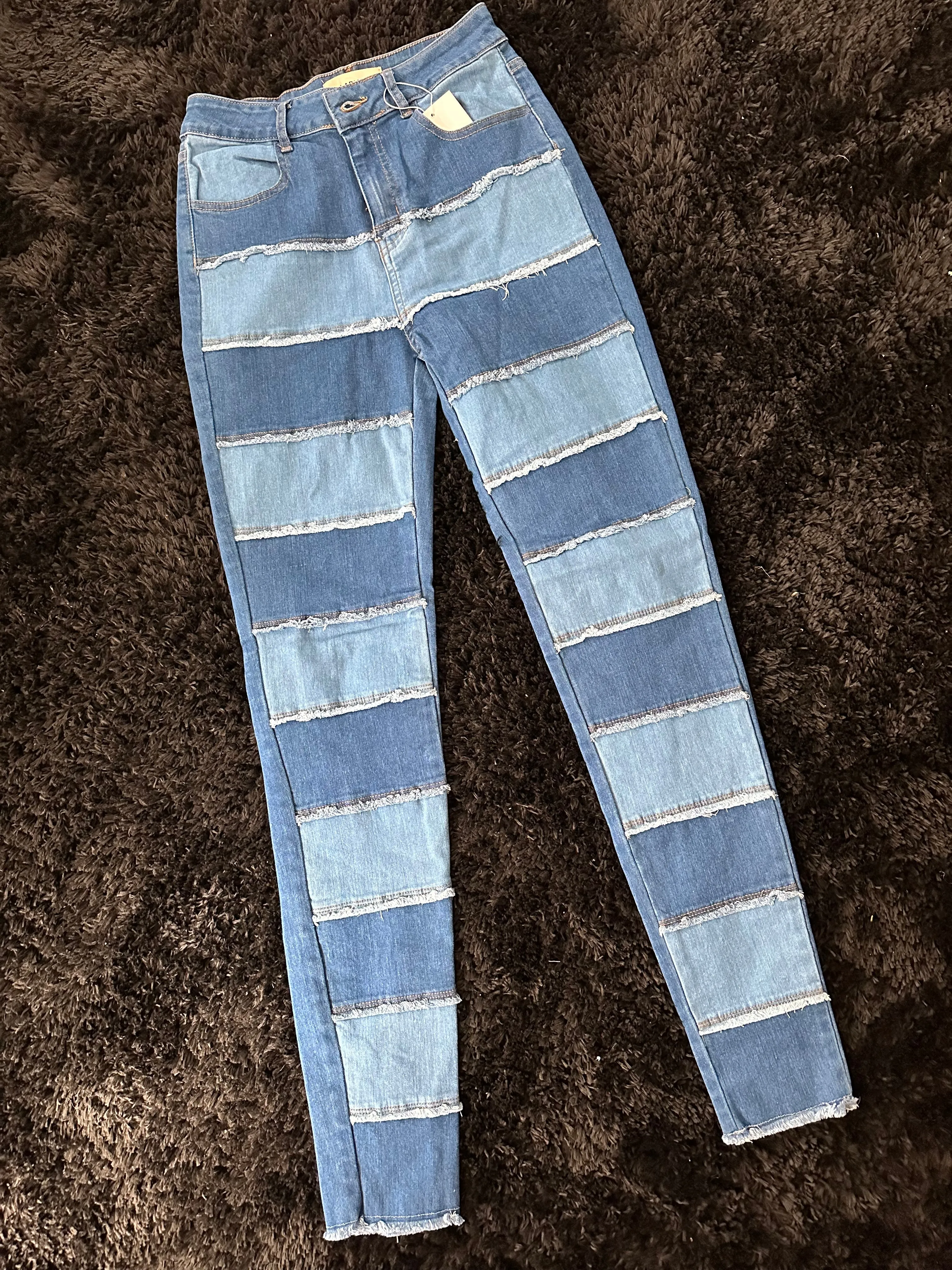 All Patched Up Color Block Light Wash & Medium Wash Skinny Tapered Denim Jeans