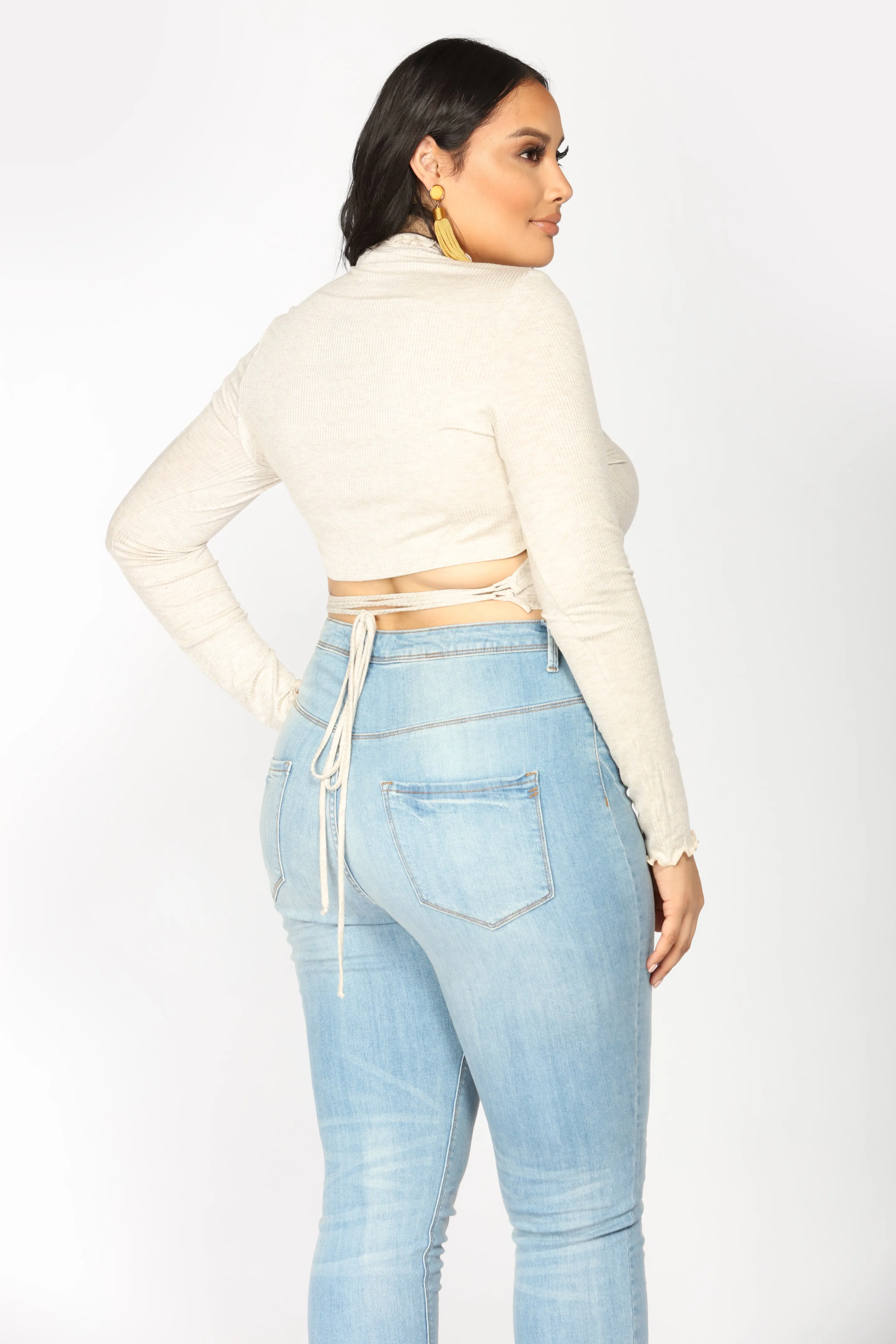 All Tied Up Fashion Top - Taupe