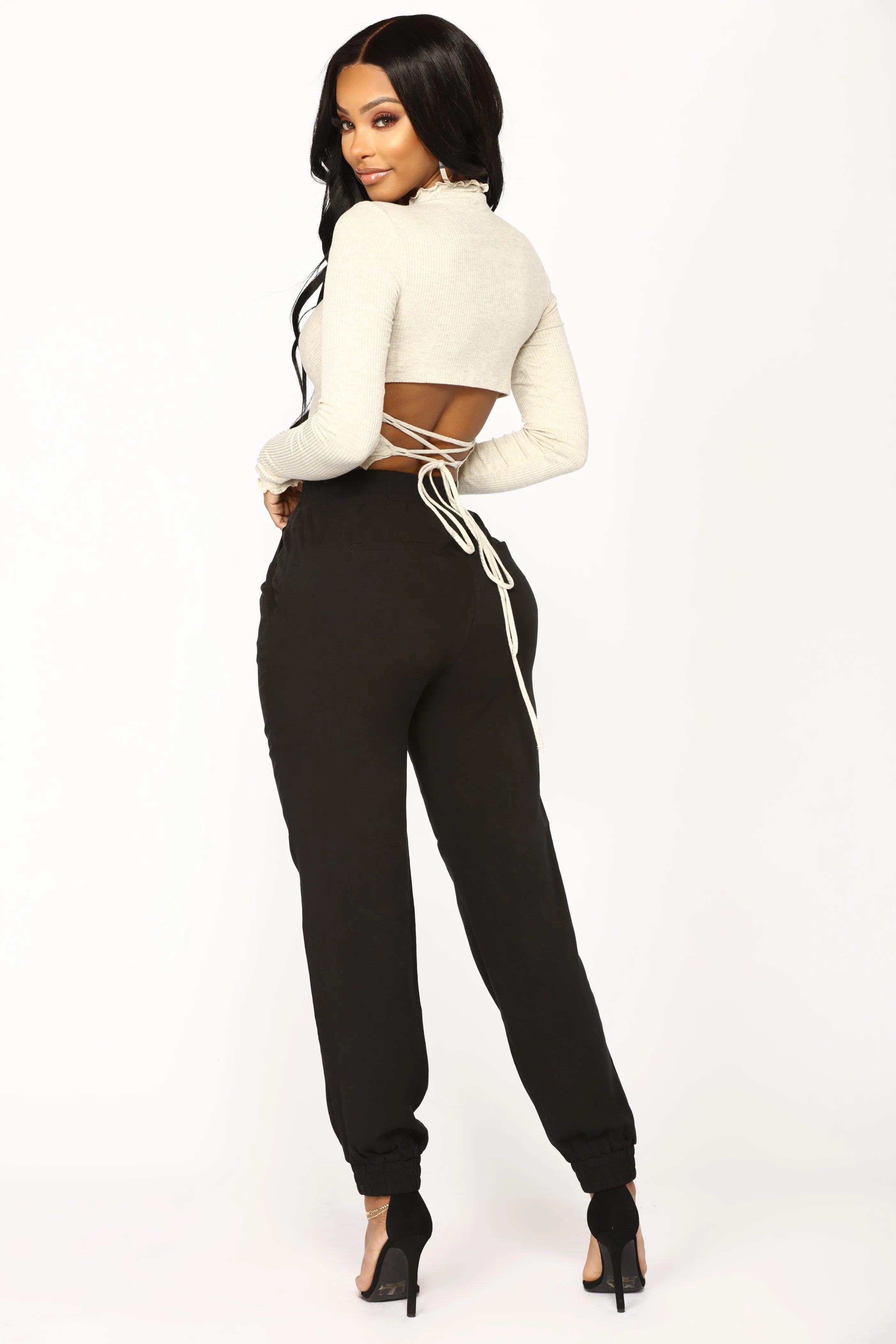 All Tied Up Fashion Top - Taupe