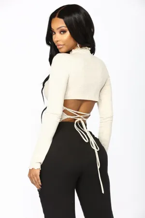All Tied Up Fashion Top - Taupe