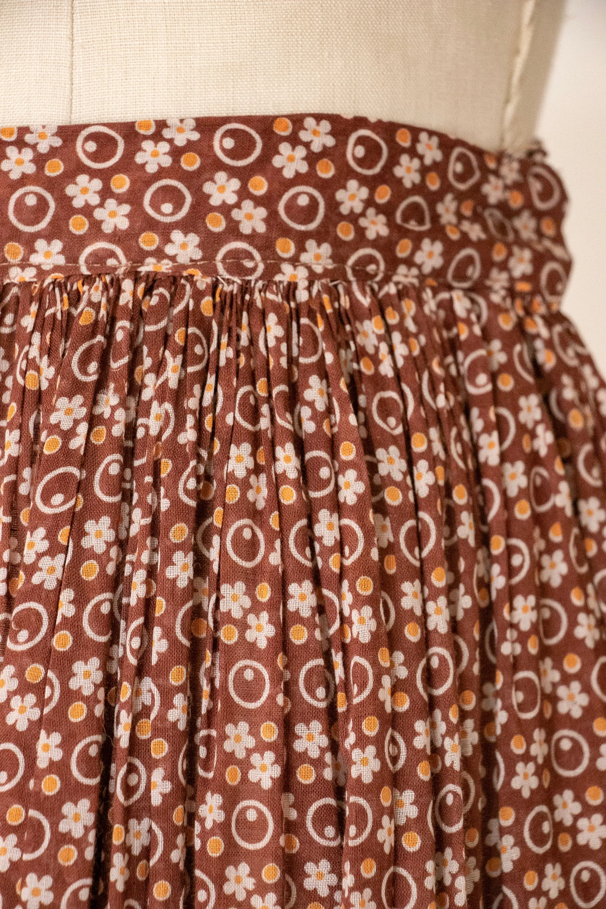 Antique Skirt 1920s Cotton Calico Petticoat M