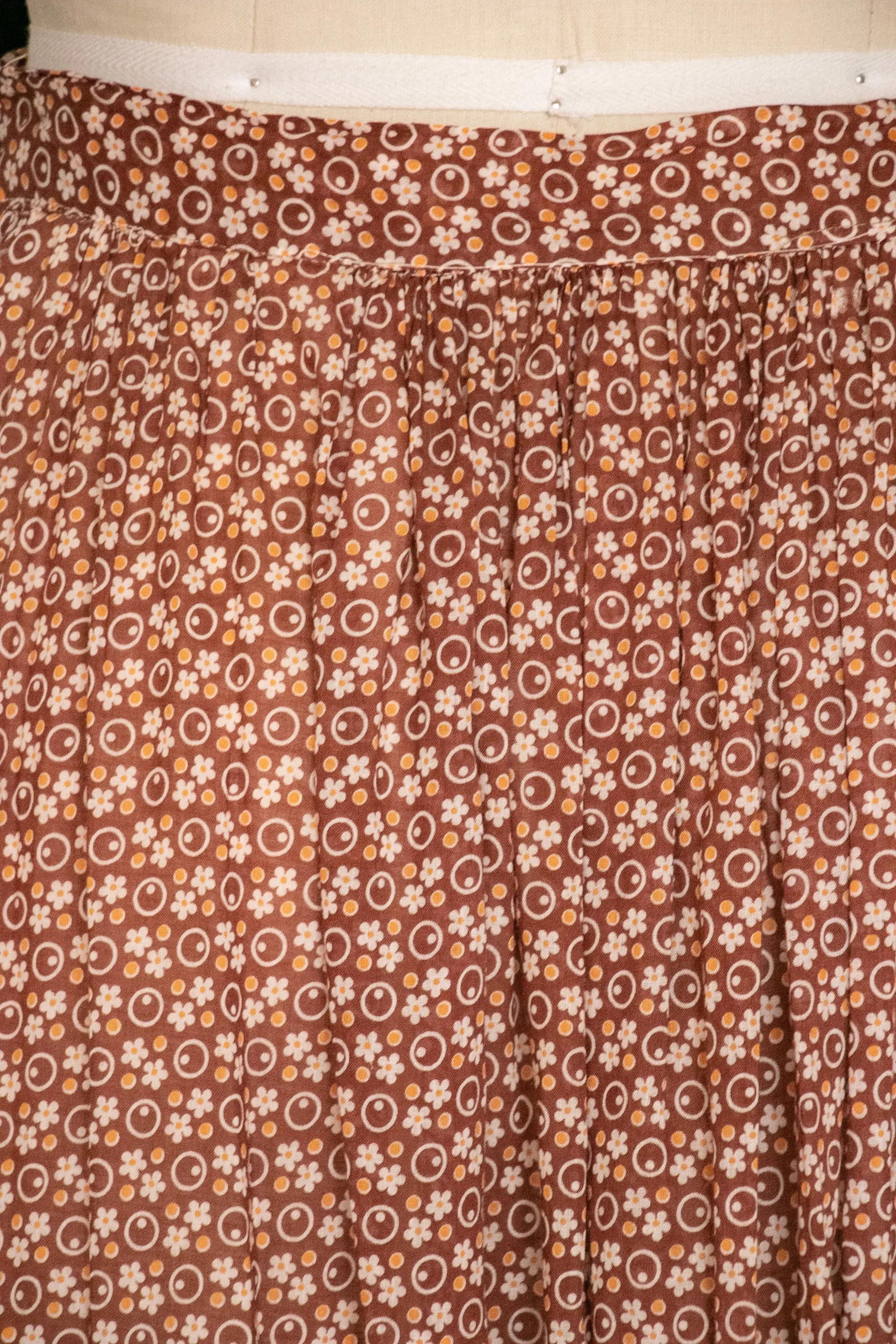 Antique Skirt 1920s Cotton Calico Petticoat M