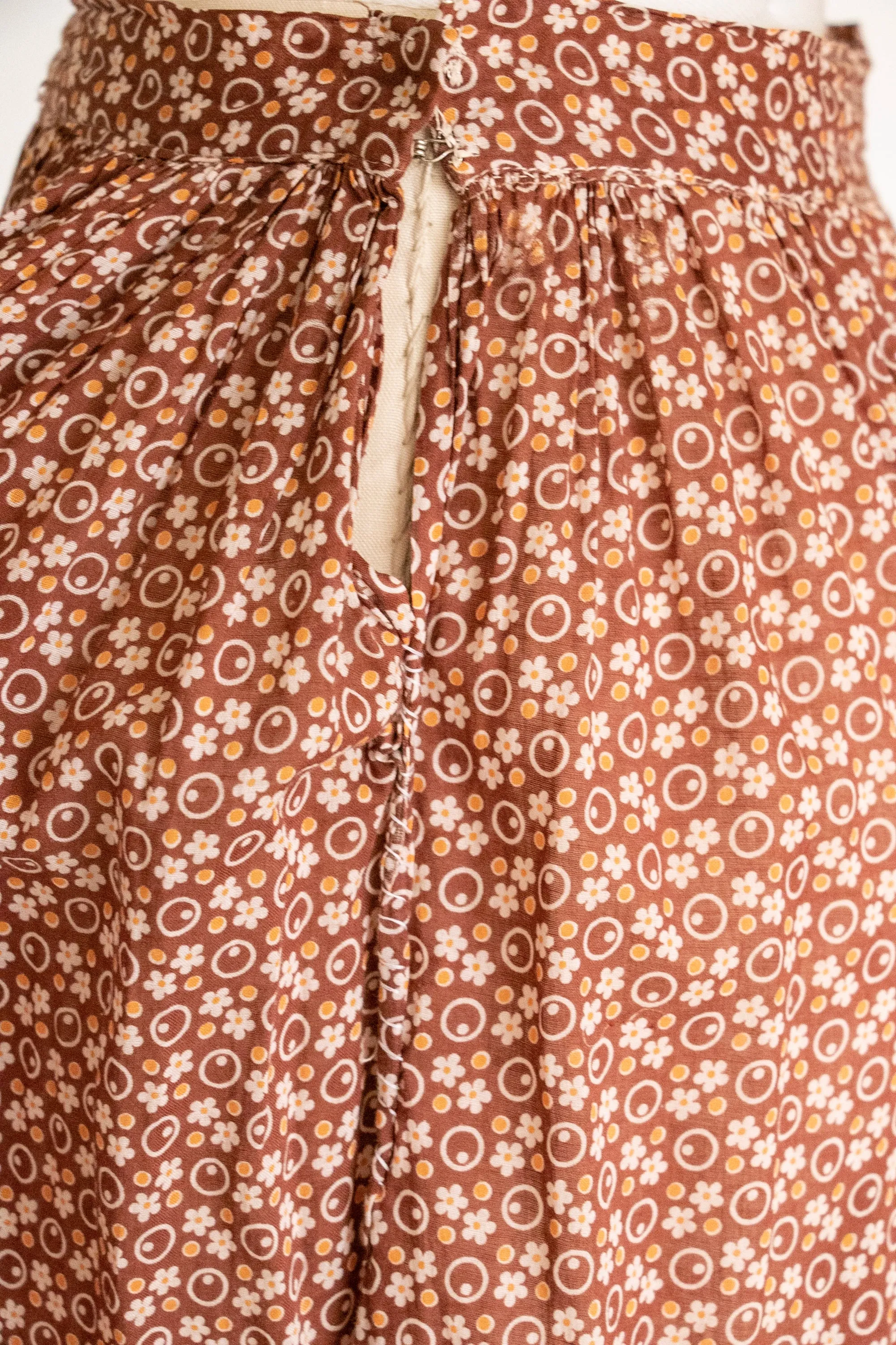 Antique Skirt 1920s Cotton Calico Petticoat M