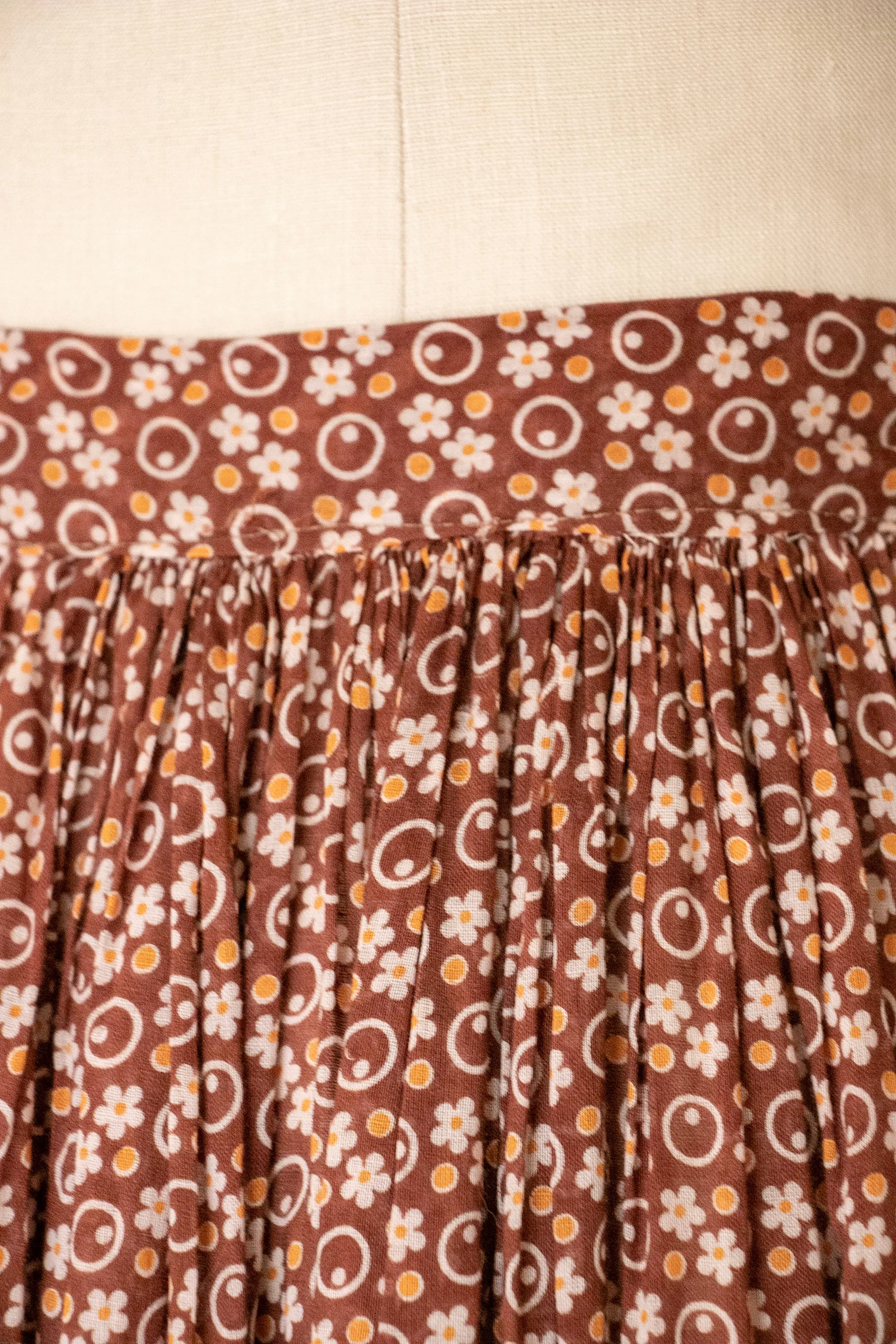 Antique Skirt 1920s Cotton Calico Petticoat M