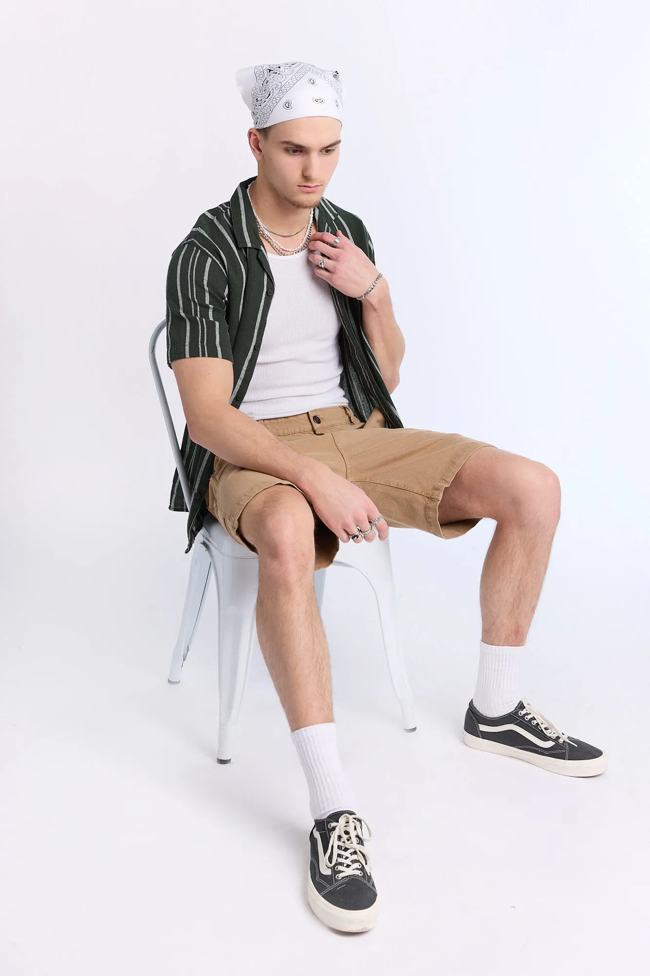 Arsenic Mens Multi Stripe Gauze Button-Up