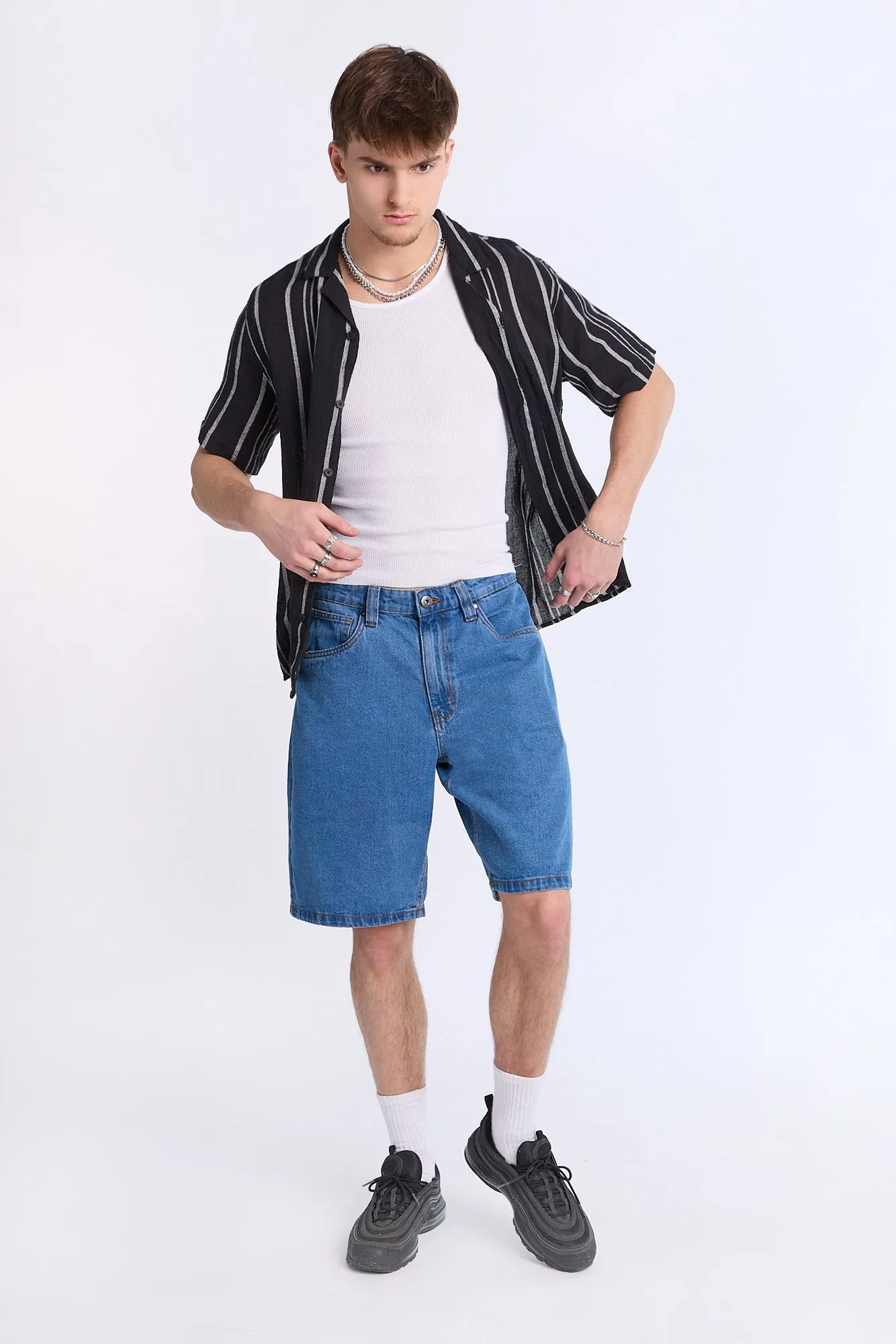 Arsenic Mens Multi Stripe Gauze Button-Up