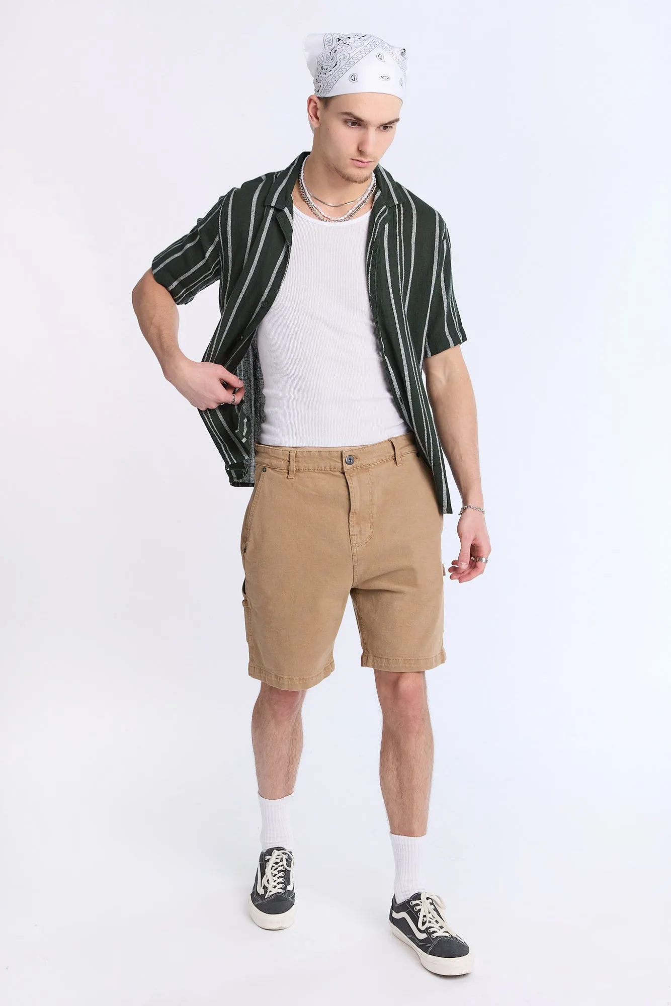 Arsenic Mens Multi Stripe Gauze Button-Up