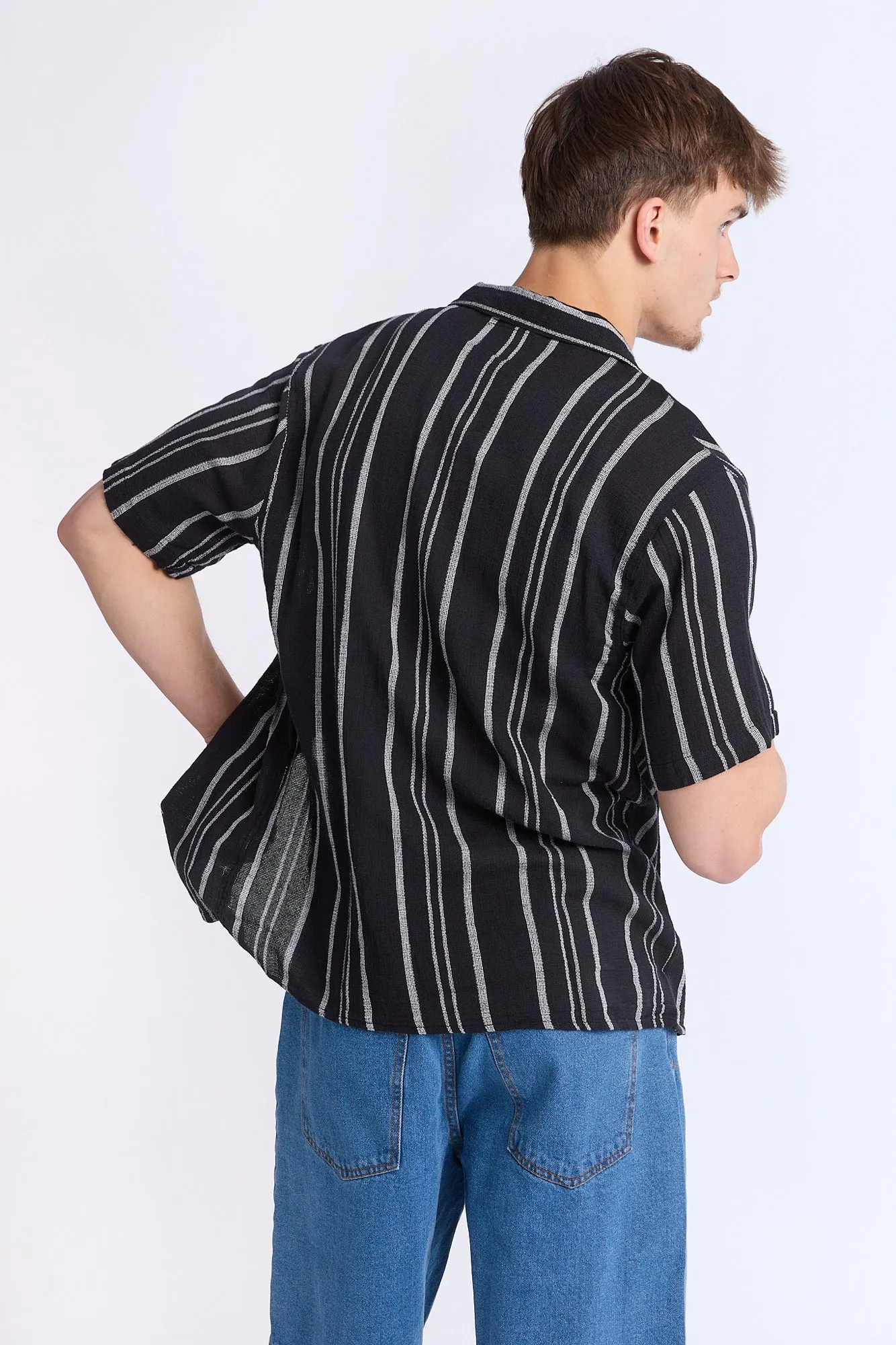 Arsenic Mens Multi Stripe Gauze Button-Up