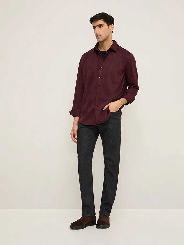 Ascot Wine Solid Relaxed-Fit Shirt