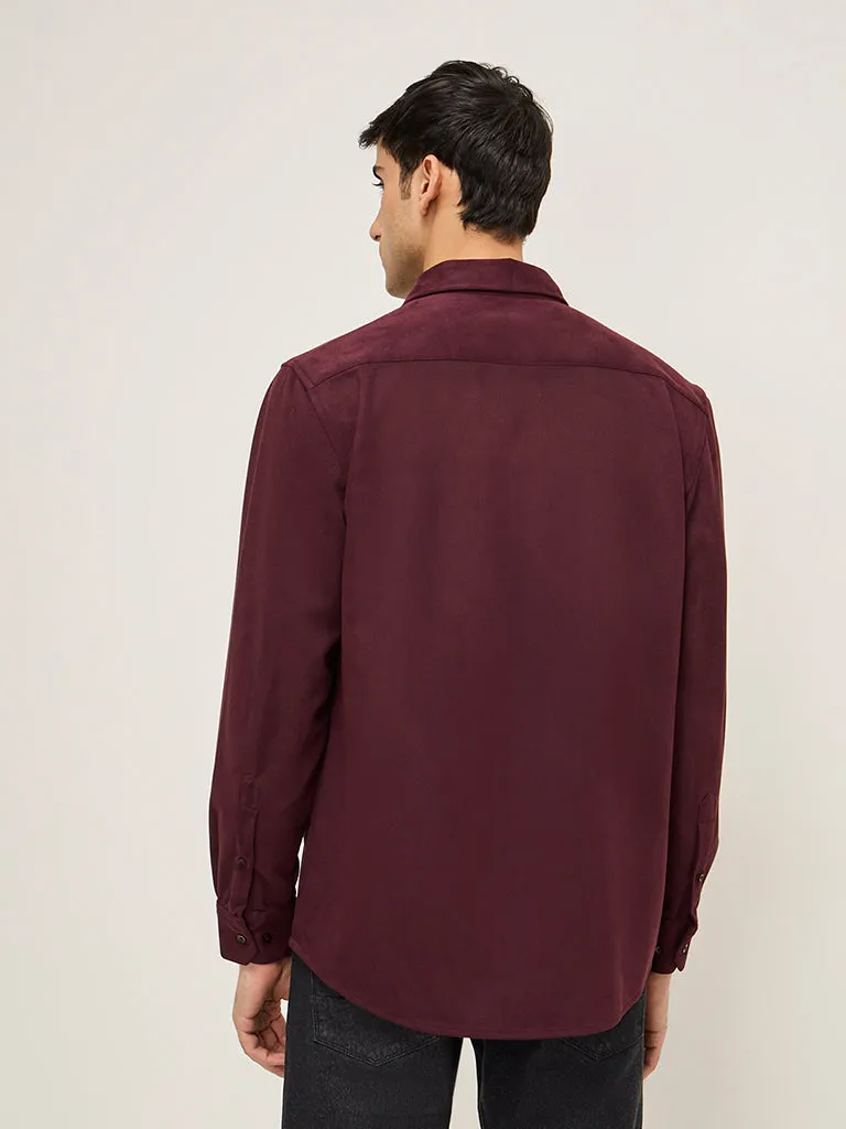 Ascot Wine Solid Relaxed-Fit Shirt