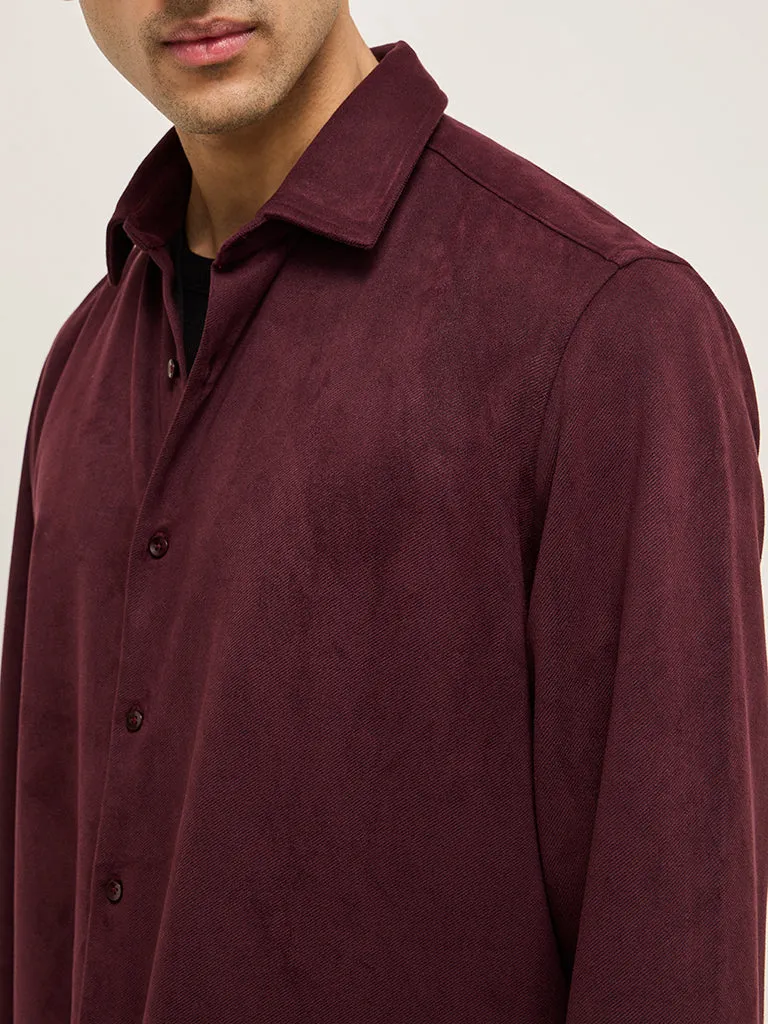 Ascot Wine Solid Relaxed-Fit Shirt