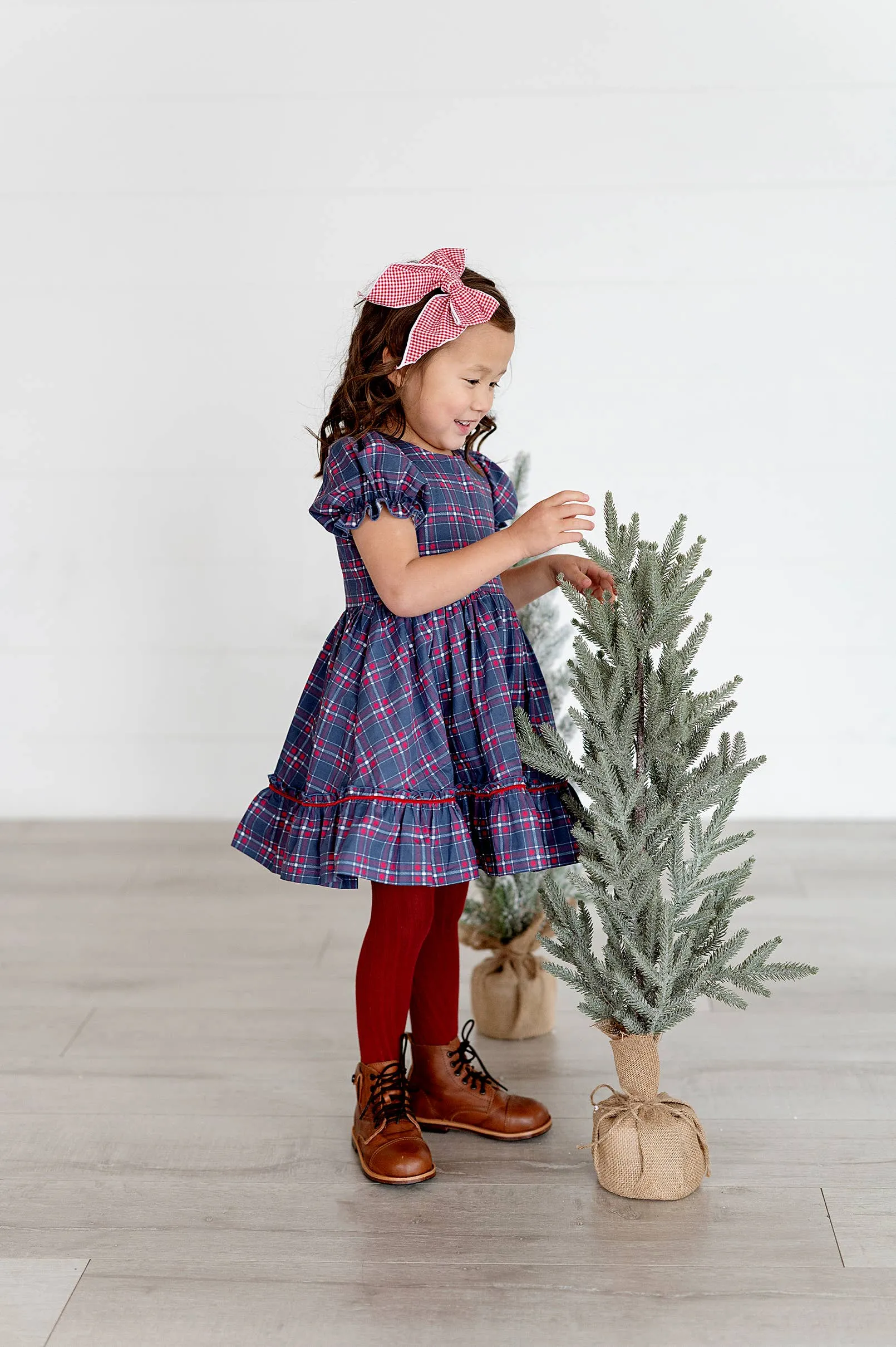 Aura Dress in Holiday Plaid | Poplin Cotton Dress