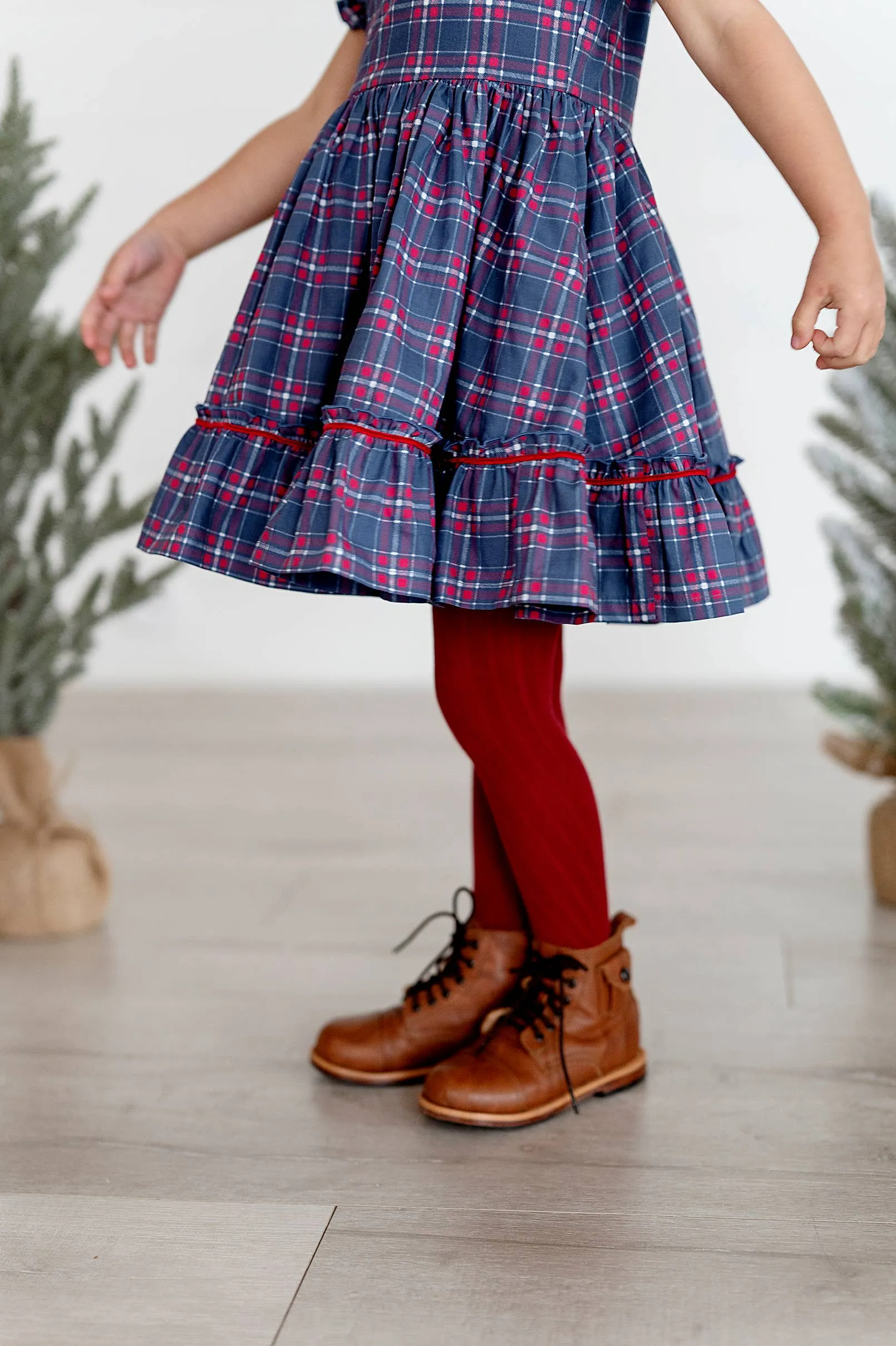 Aura Dress in Holiday Plaid | Poplin Cotton Dress