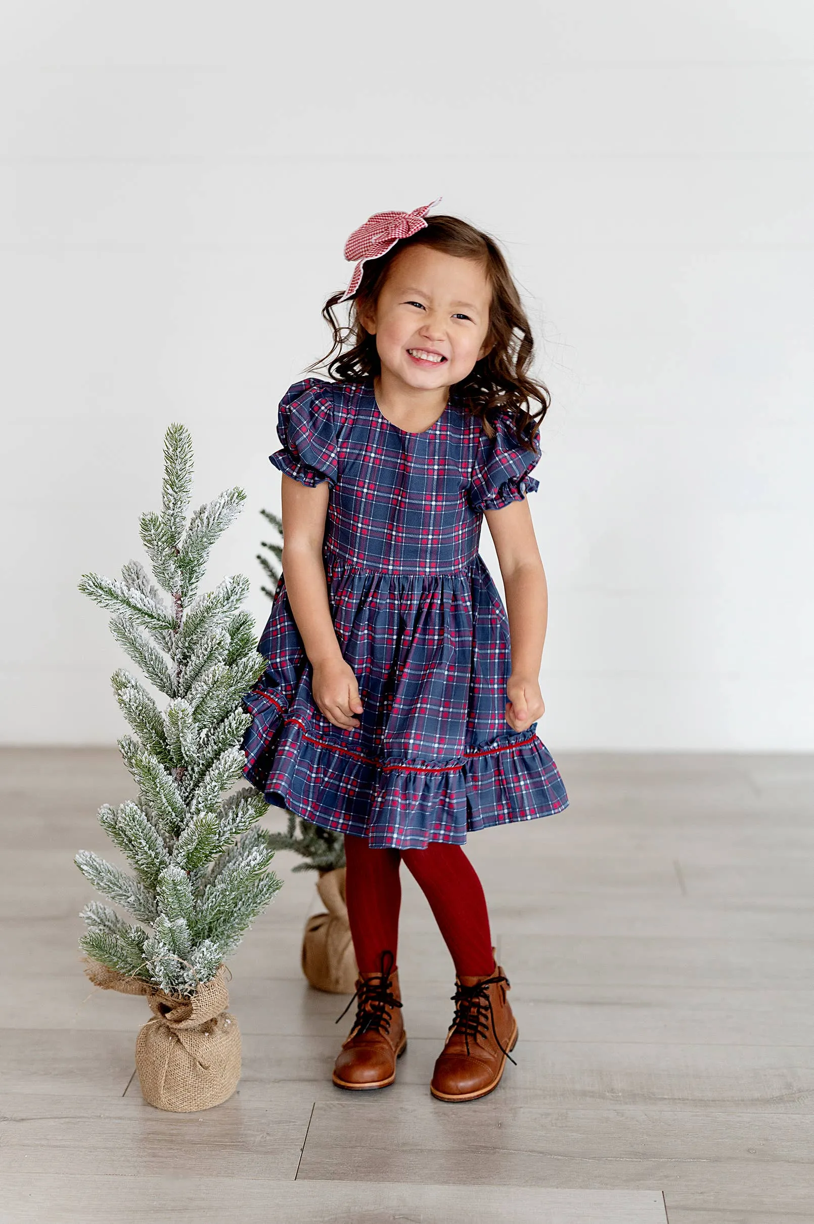 Aura Dress in Holiday Plaid | Poplin Cotton Dress