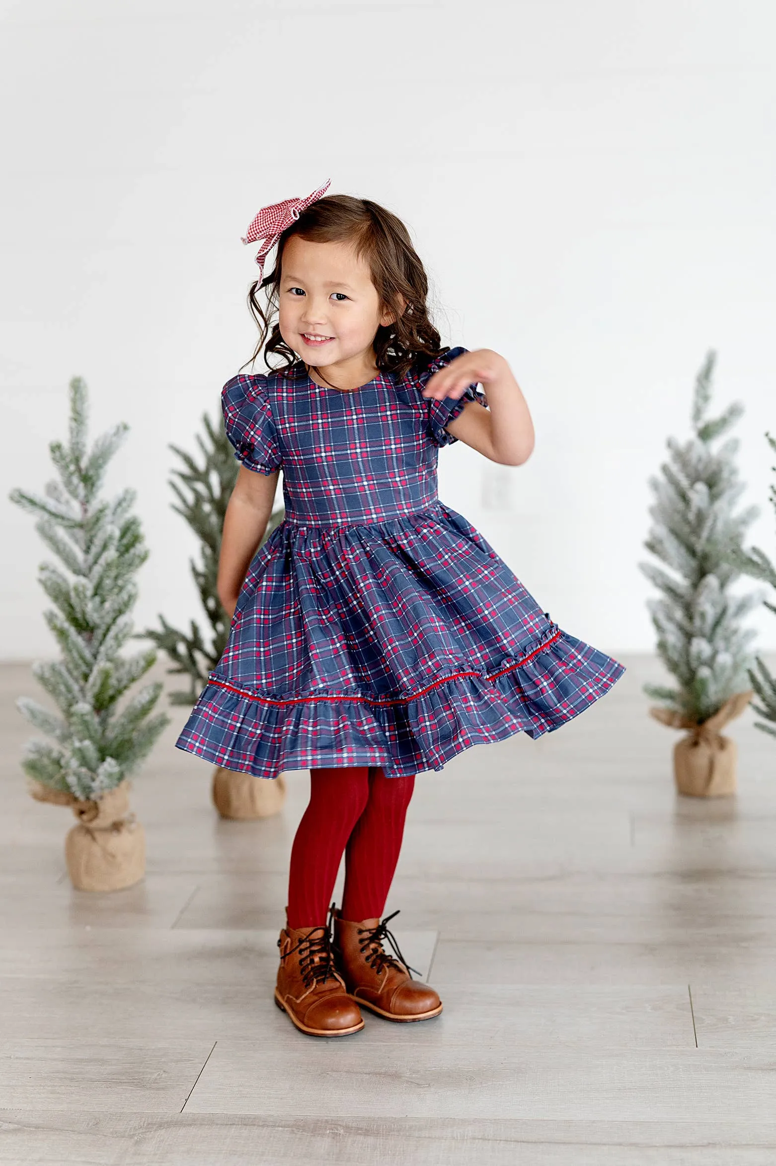 Aura Dress in Holiday Plaid | Poplin Cotton Dress