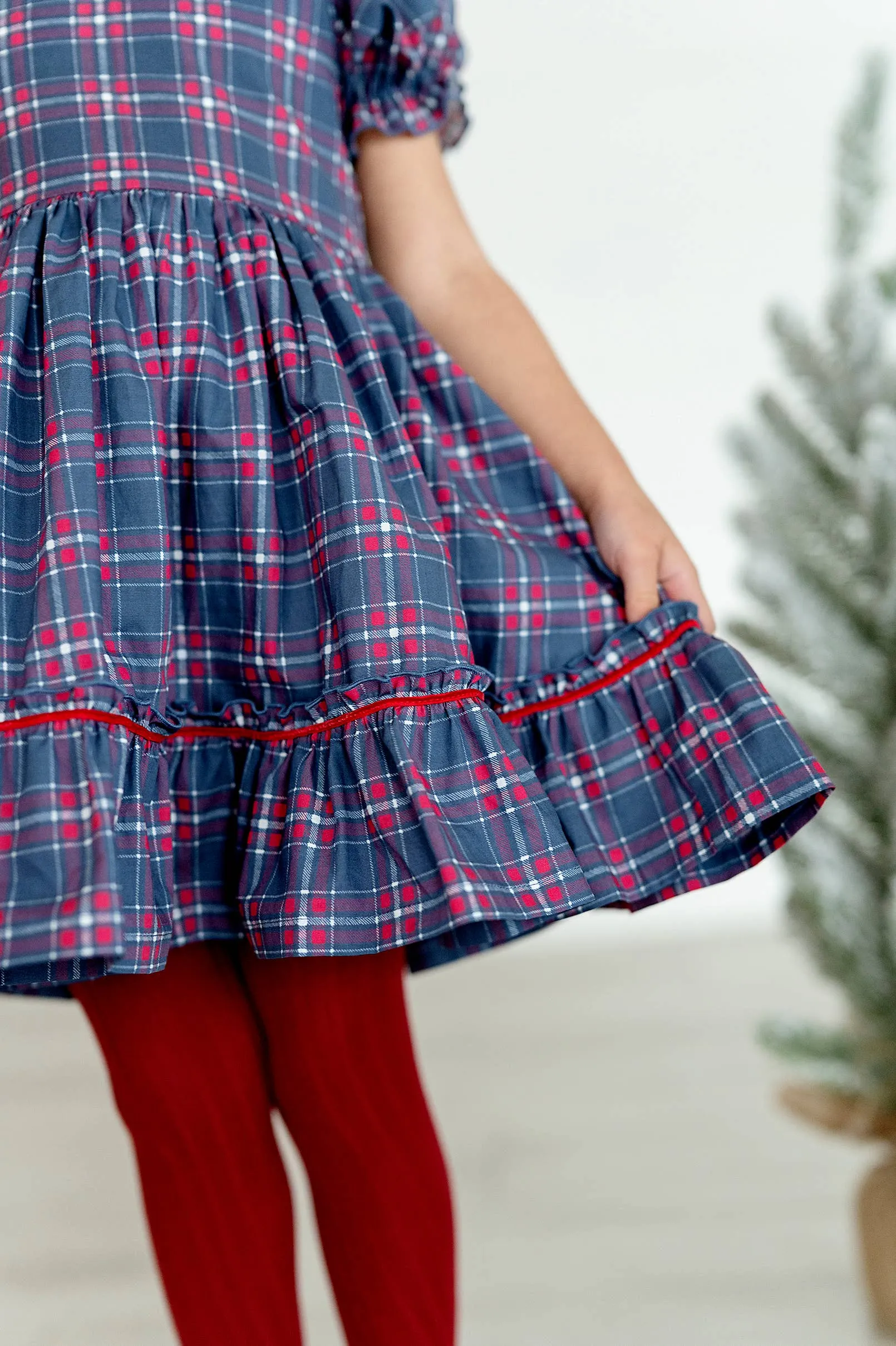 Aura Dress in Holiday Plaid | Poplin Cotton Dress
