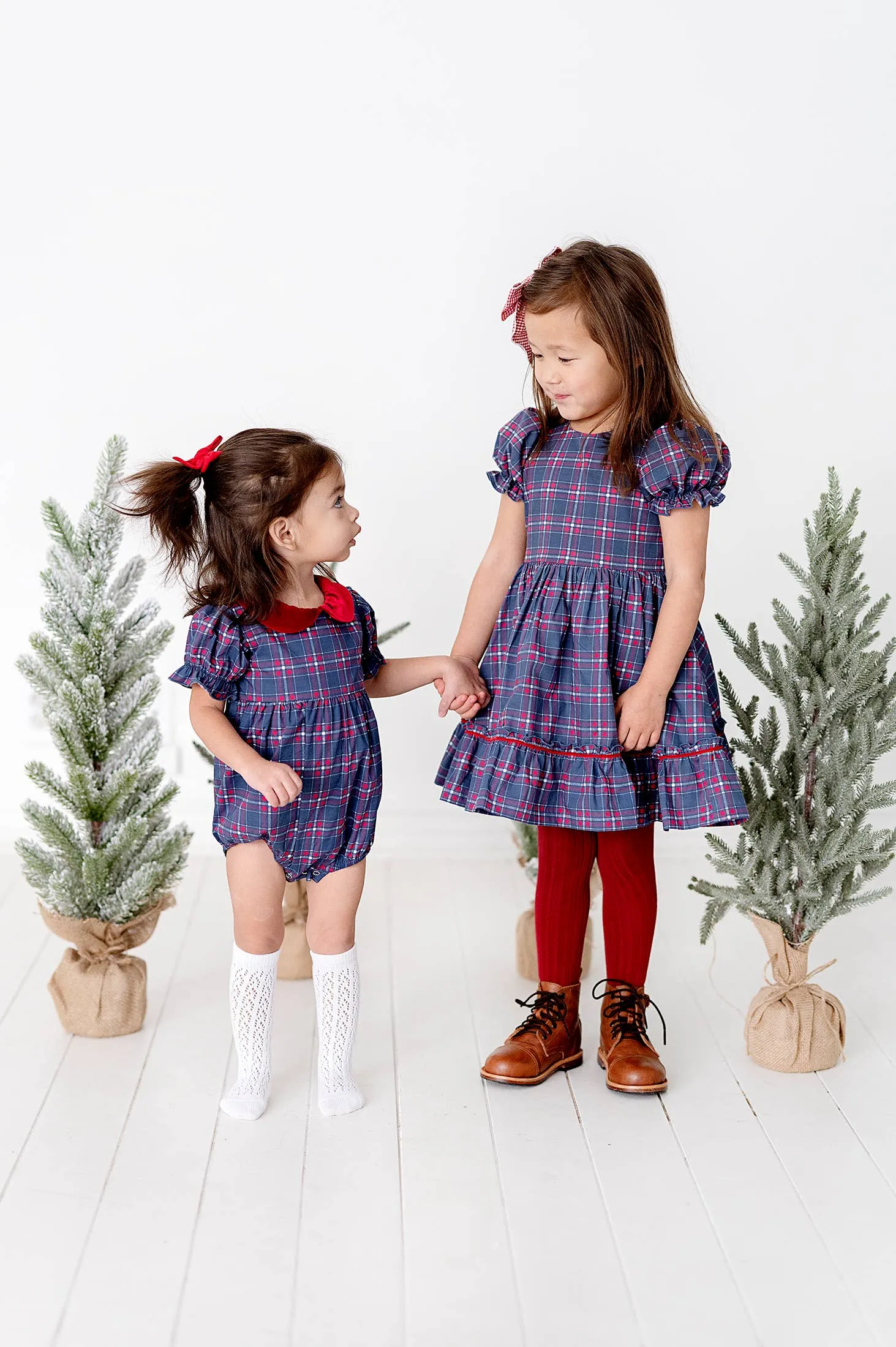 Aura Dress in Holiday Plaid | Poplin Cotton Dress