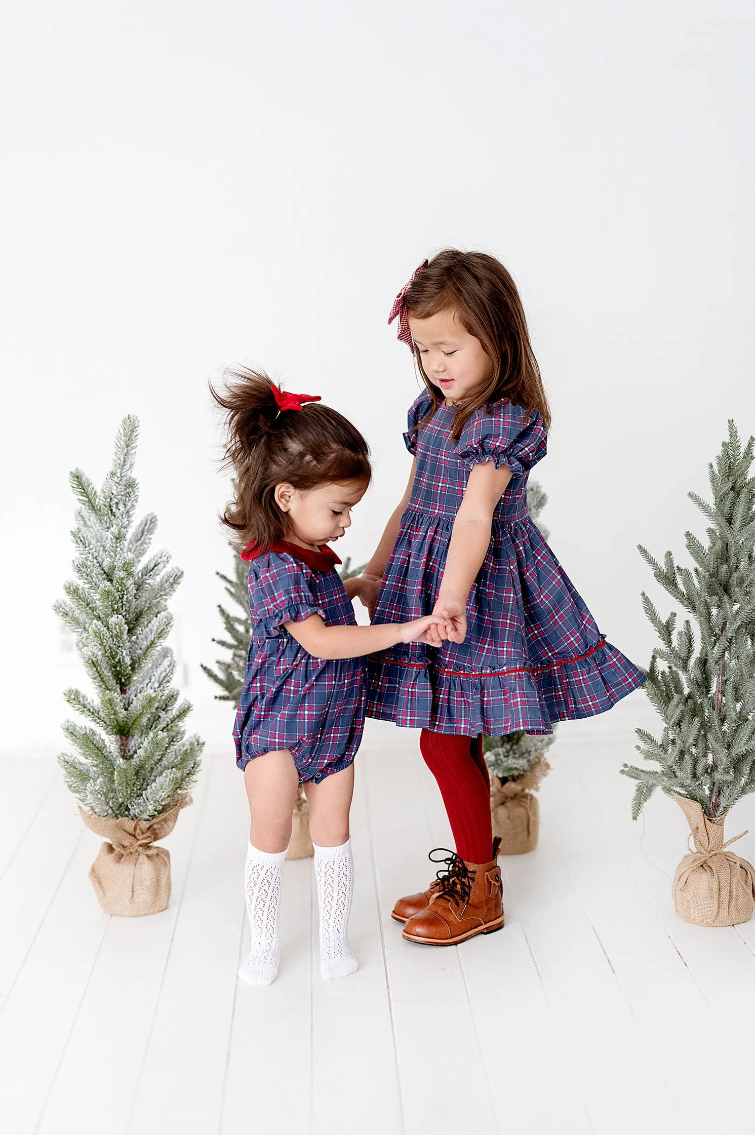 Aura Dress in Holiday Plaid | Poplin Cotton Dress