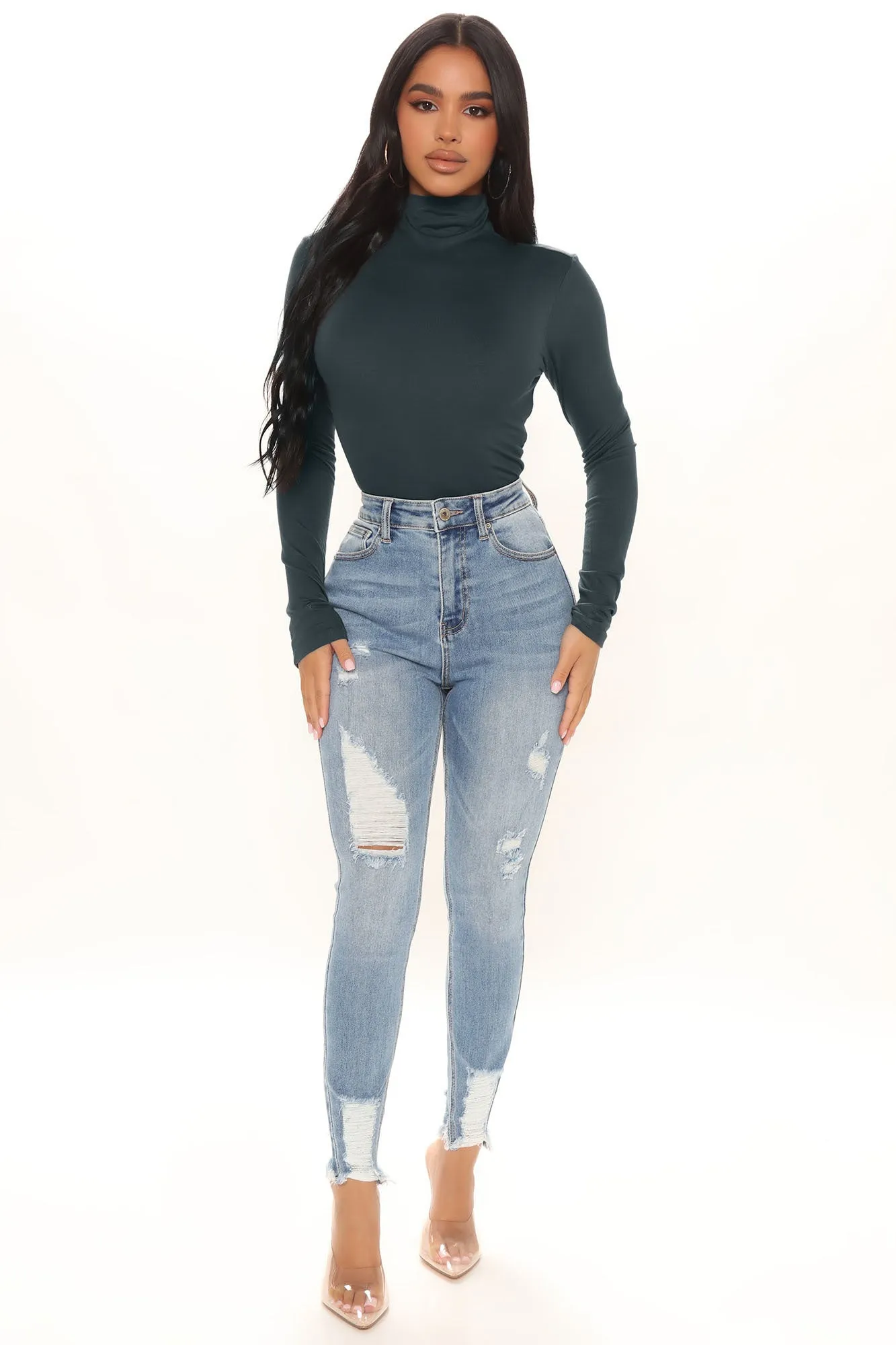 Avia Mock Neck Top - Teal