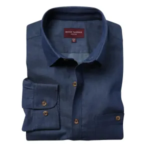 BA145-17 Brook Taverner Mens Jasper Long Sleeve Chambray Shirt Navy 17"