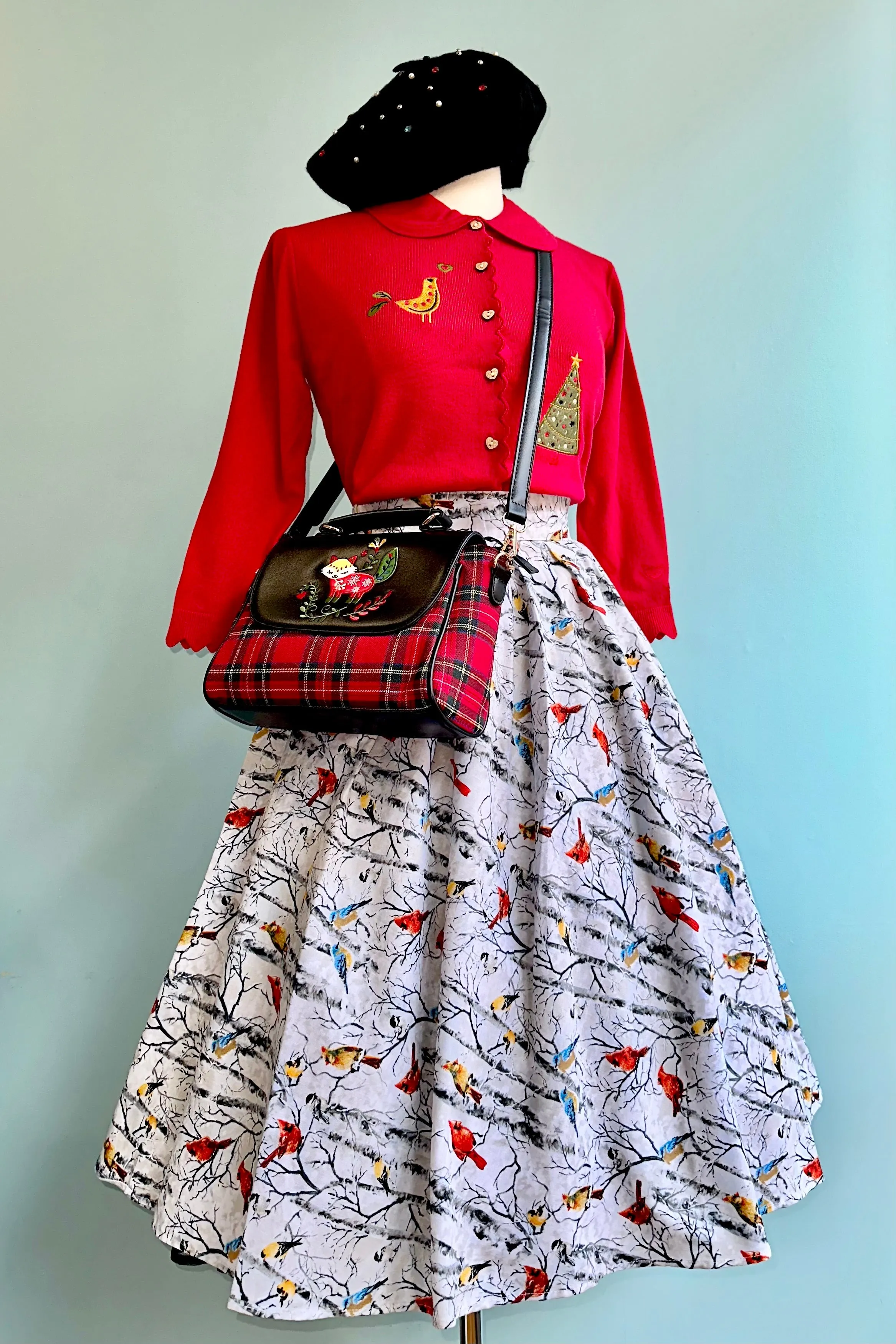 Birds on Birch Trees Doris Skirt by Retrolicious
