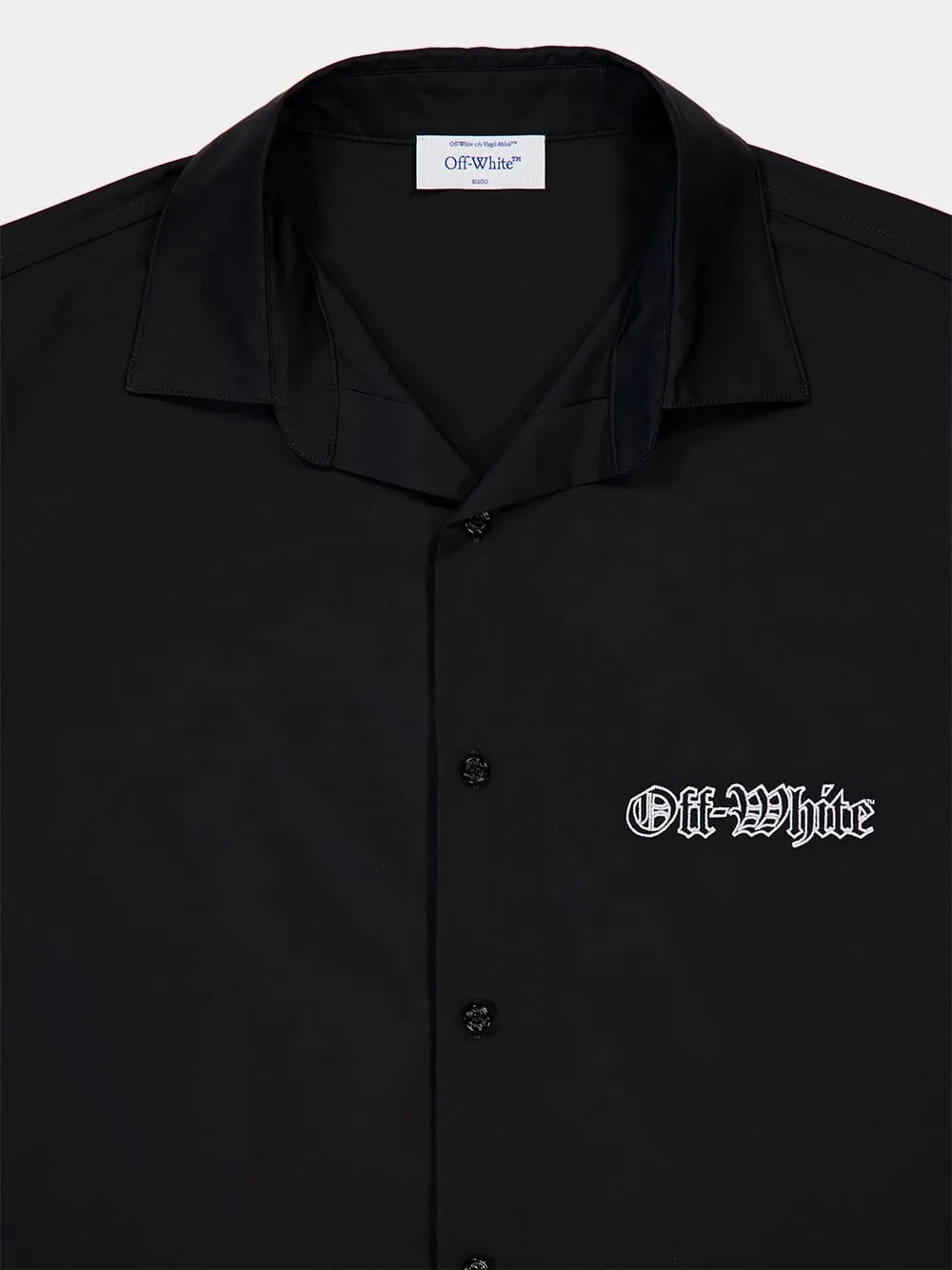 Black Cartoon Print Poplin Bowling Shirt