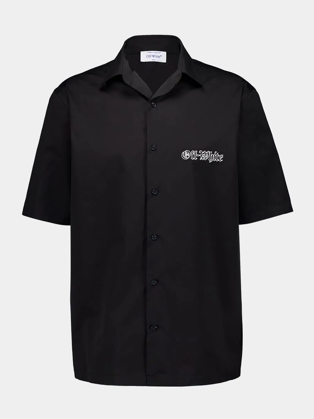 Black Cartoon Print Poplin Bowling Shirt