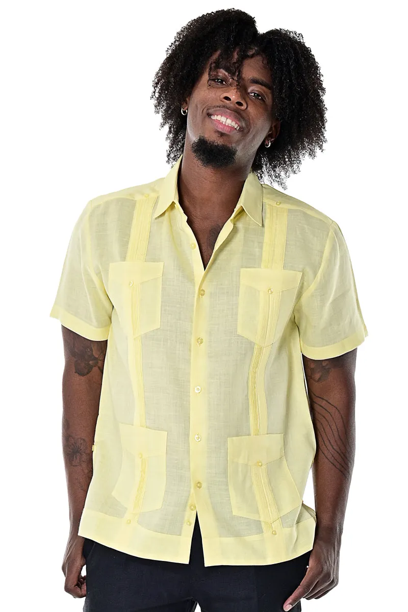 Bohio 100% Linen Traditional Guayabera Shirt for Men's 4 Pocket S/S in (8) Colors -LS499