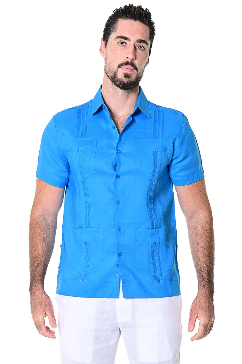 Bohio 100% Linen Traditional Guayabera Shirt for Men's 4 Pocket S/S in (8) Colors -LS499