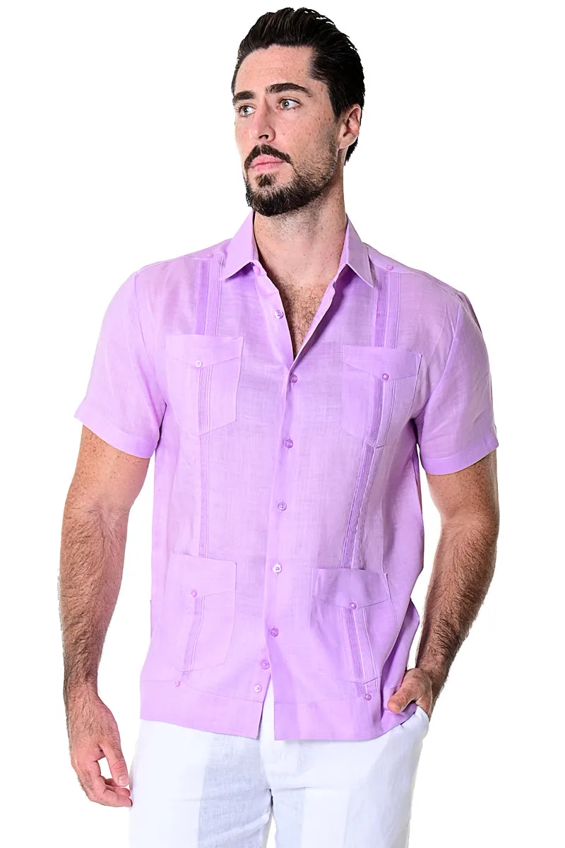 Bohio 100% Linen Traditional Guayabera Shirt for Men's 4 Pocket S/S in (8) Colors -LS499
