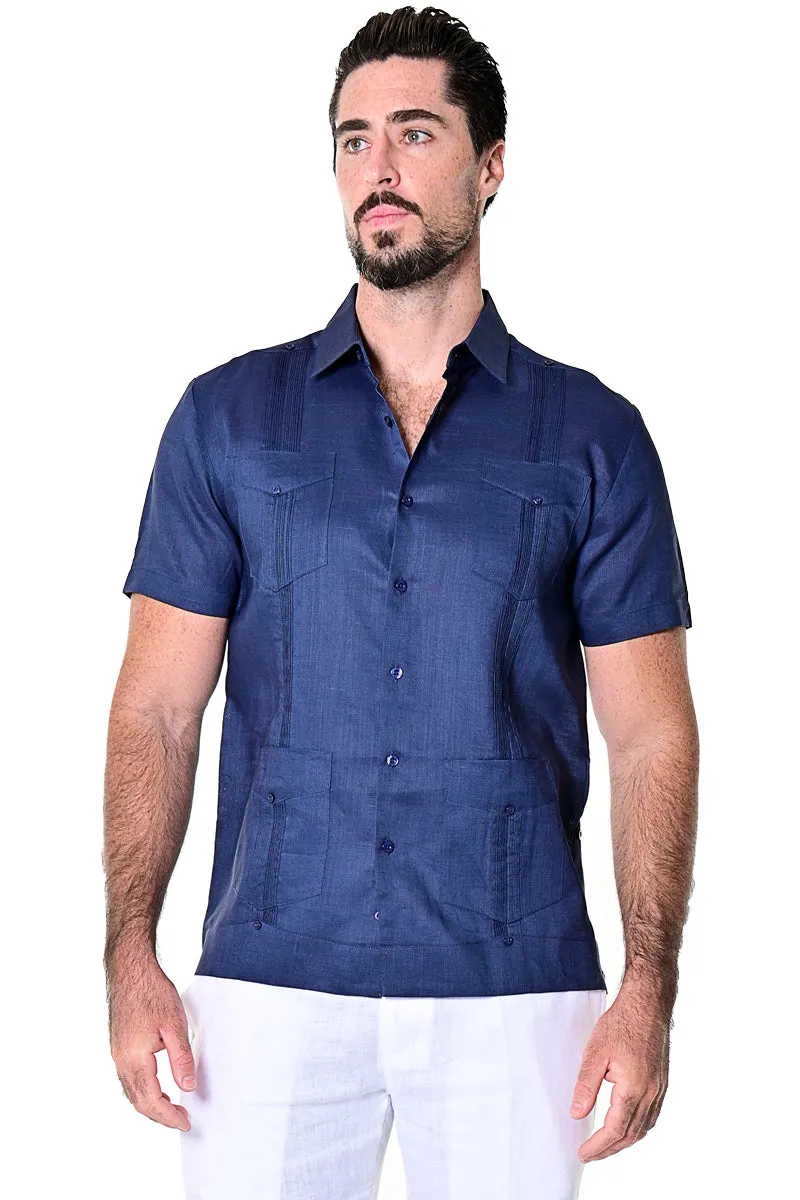 Bohio 100% Linen Traditional Guayabera Shirt for Men's 4 Pocket S/S in (8) Colors -LS499