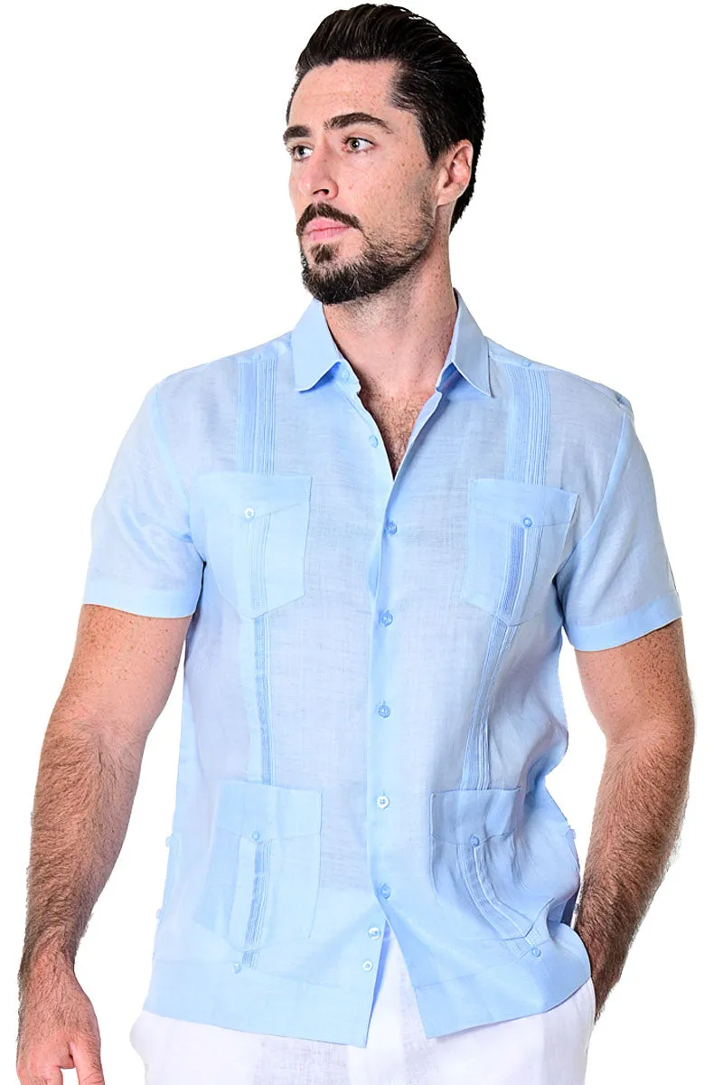 Bohio 100% Linen Traditional Guayabera Shirt for Men's 4 Pocket S/S in (8) Colors -LS499