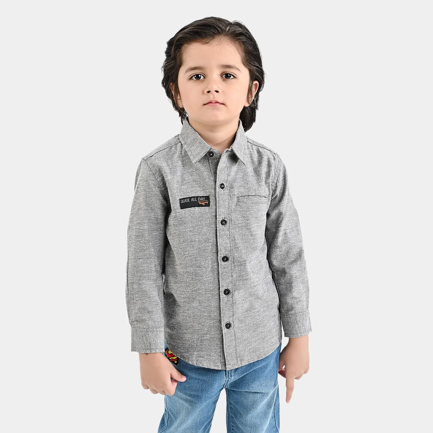 Boys Oxford Casual Shirt F/S (No More Rule)-GREY