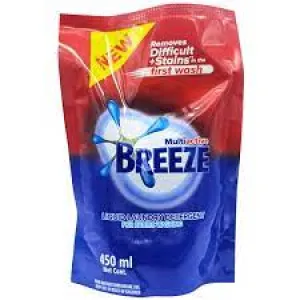 Breeze Multiactive Liquid Laundry Detergent 450ml - eliminates a wide variety of stains with no extra effort to soak, rub or complement with additional products and removes difficult stains in the first wash - 7411000356517