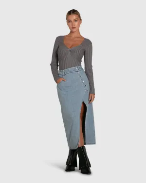Can't Forget You Denim Midi Skirt