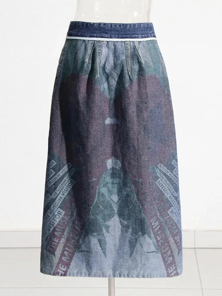 Chic Designer Denim Skirts For Women High Waist Patchwork Button Irregular Skirt Female Fashion Clothing