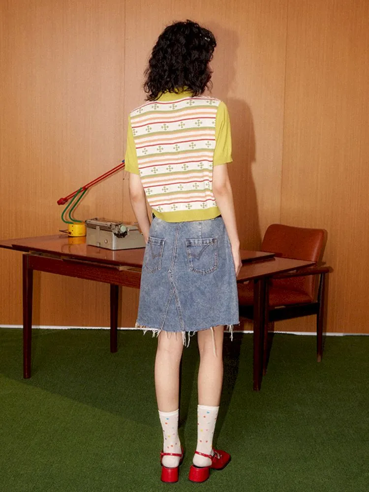 Classic Retro Polo Neck Short Sleeve T-Shirt【s0000008857】